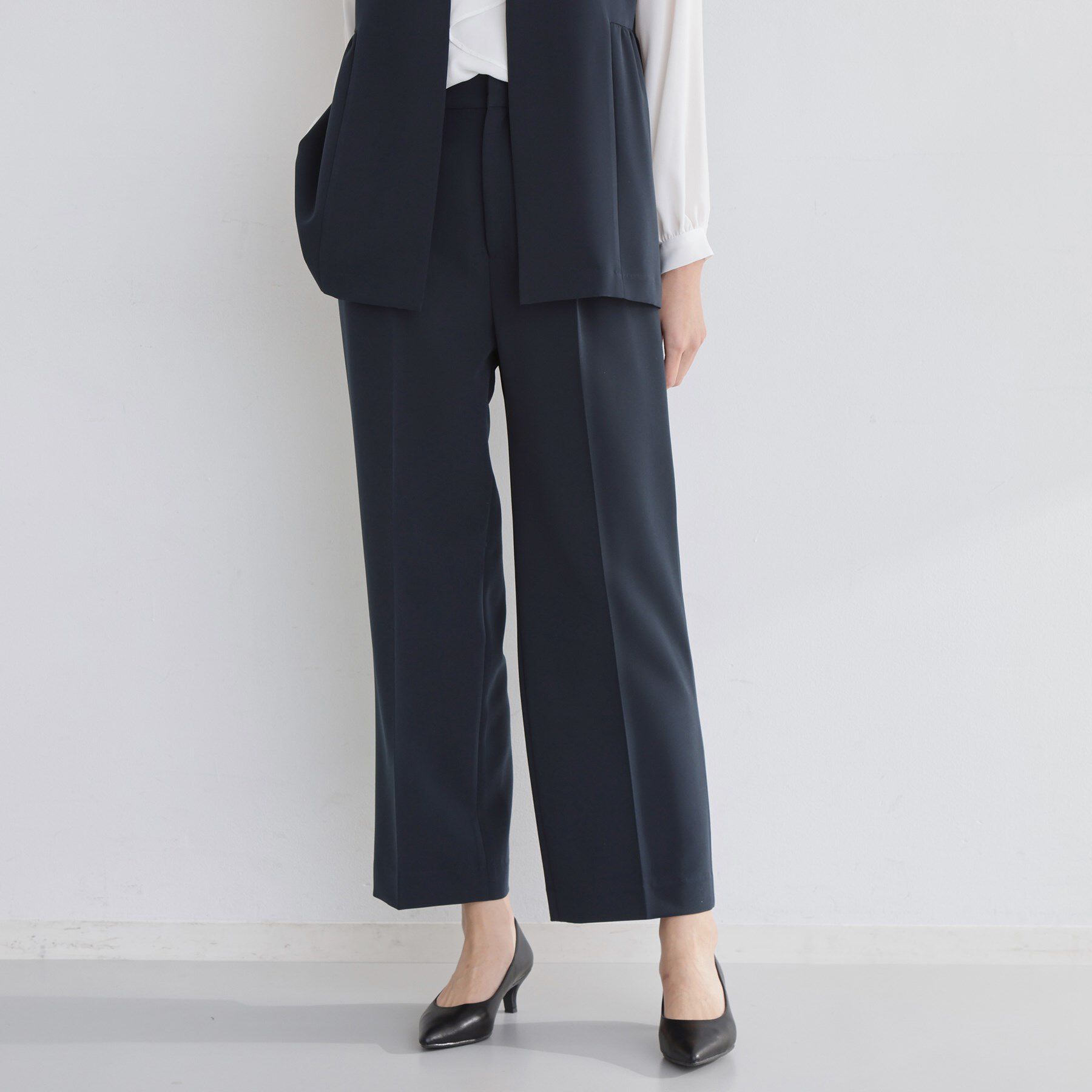 THE SHOP TK「【通勤・セレモニー】ダブルクロスワイドパンツ/セットアップ可」|その他|ネイビー(094)