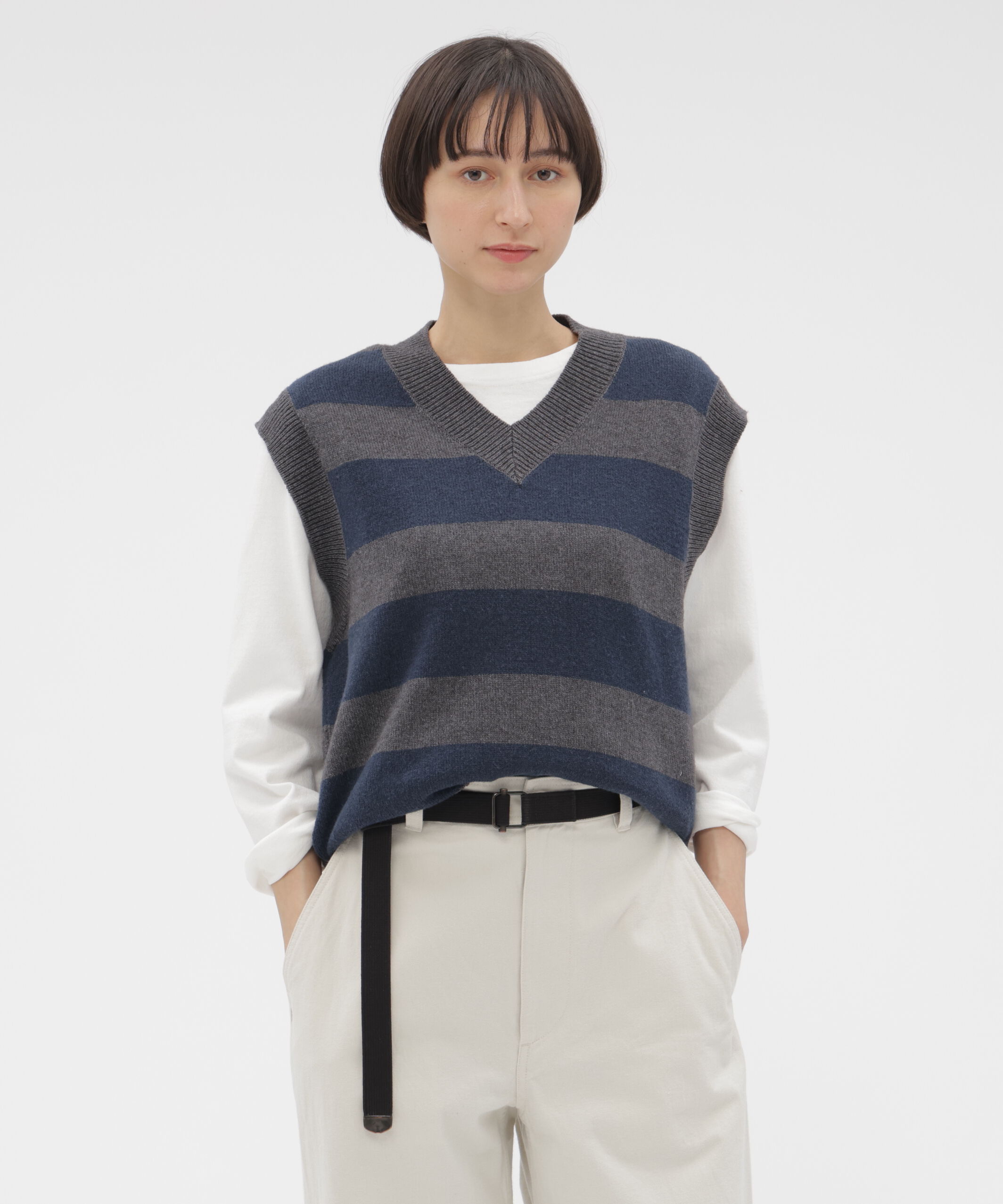 MHL.「WOOL COTTON KNITWEAR」|ニット・セーター|CHARCOAL3