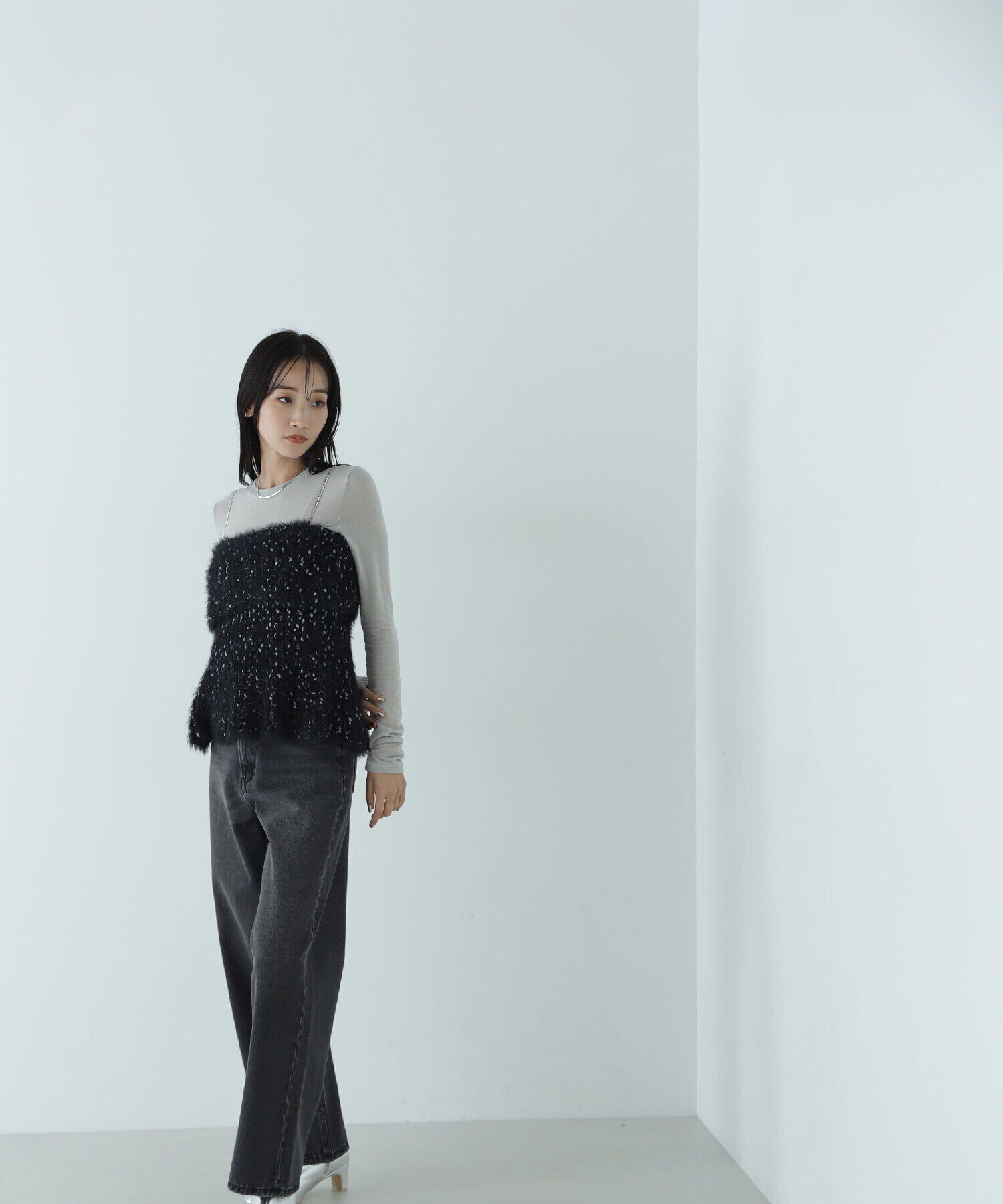  「ミックスシャギーニットキャミソール　24AW」|ニット・セーター|