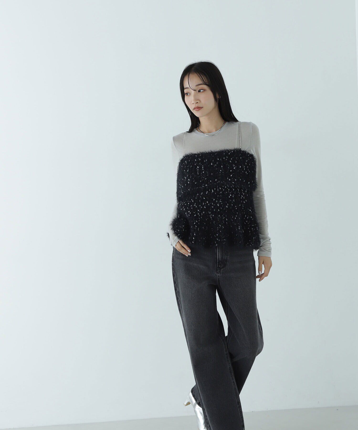  「ミックスシャギーニットキャミソール　24AW」|ニット・セーター|