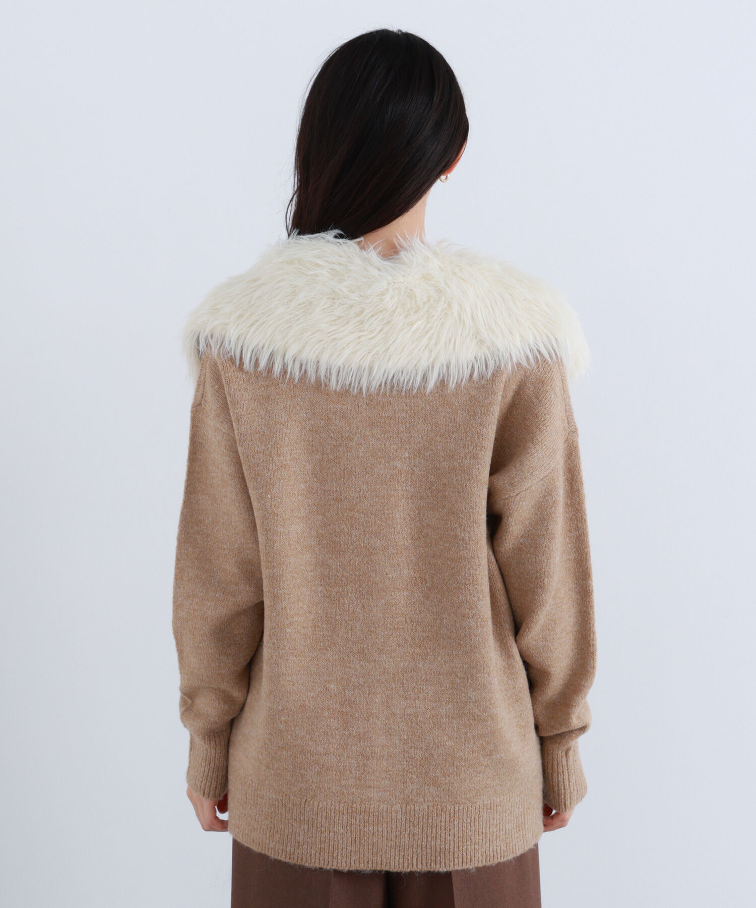  「フェイクファー付ボクシーカーディガン」|ニット・セーター|