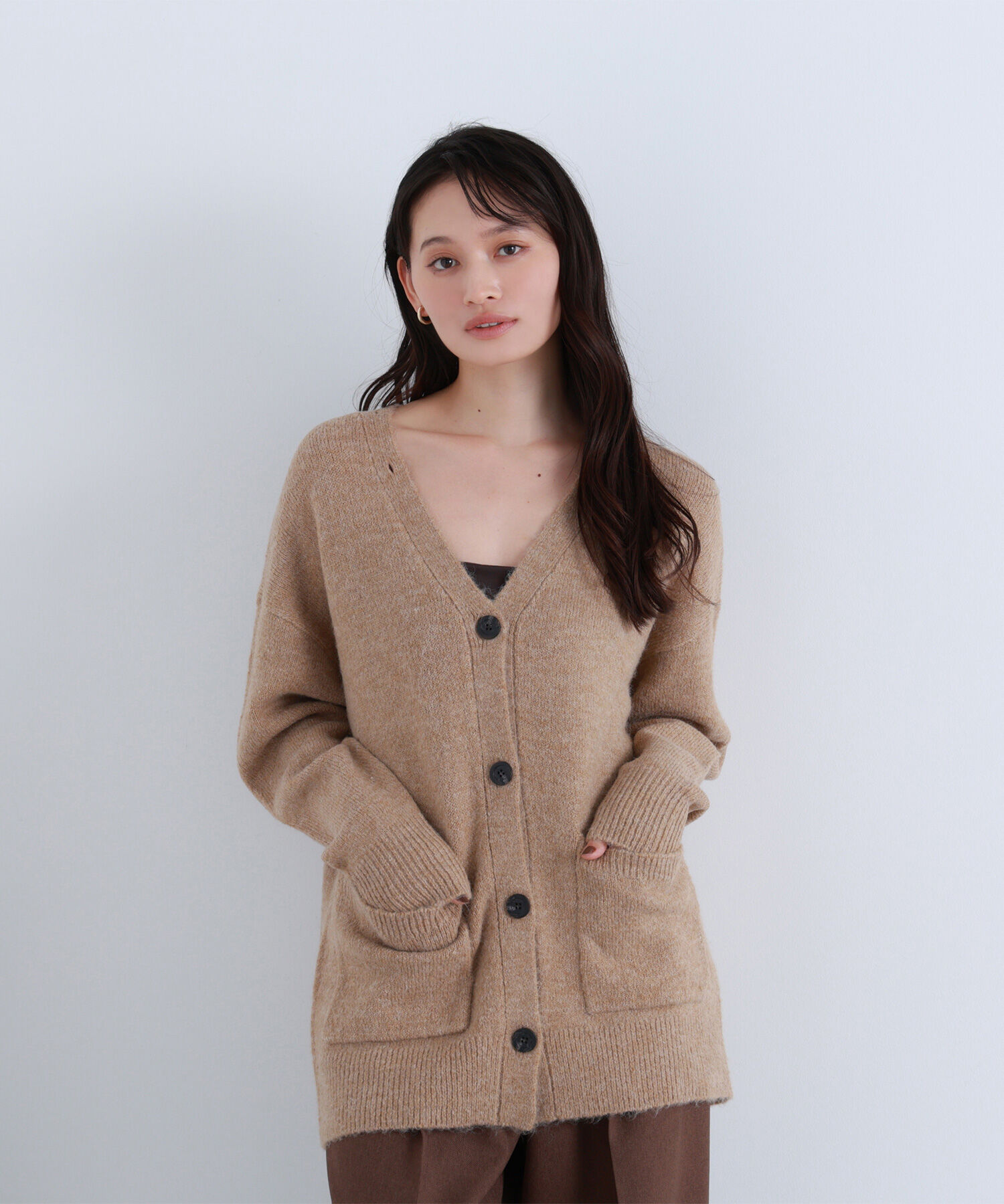  「フェイクファー付ボクシーカーディガン」|ニット・セーター|