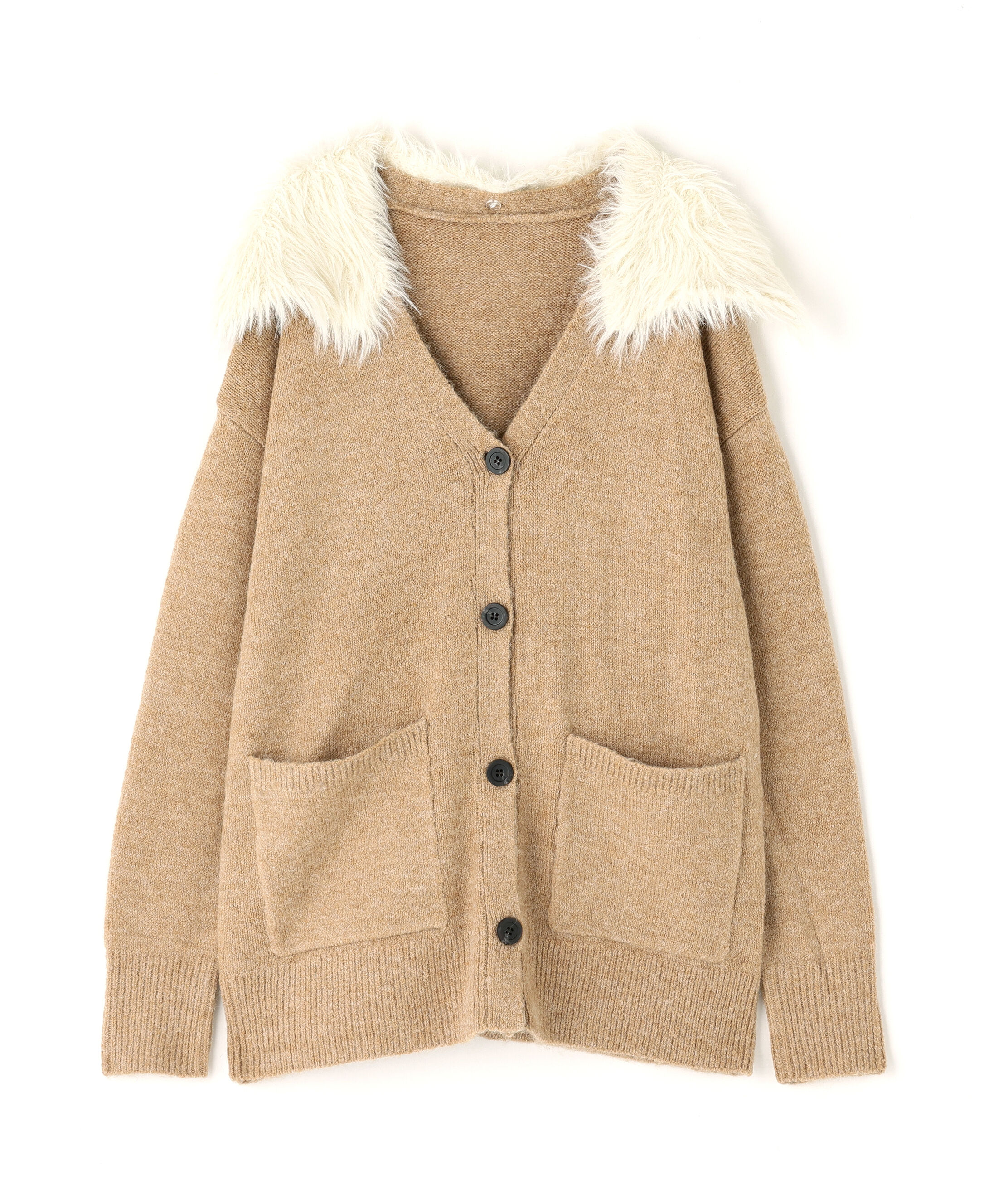  「フェイクファー付ボクシーカーディガン」|ニット・セーター|