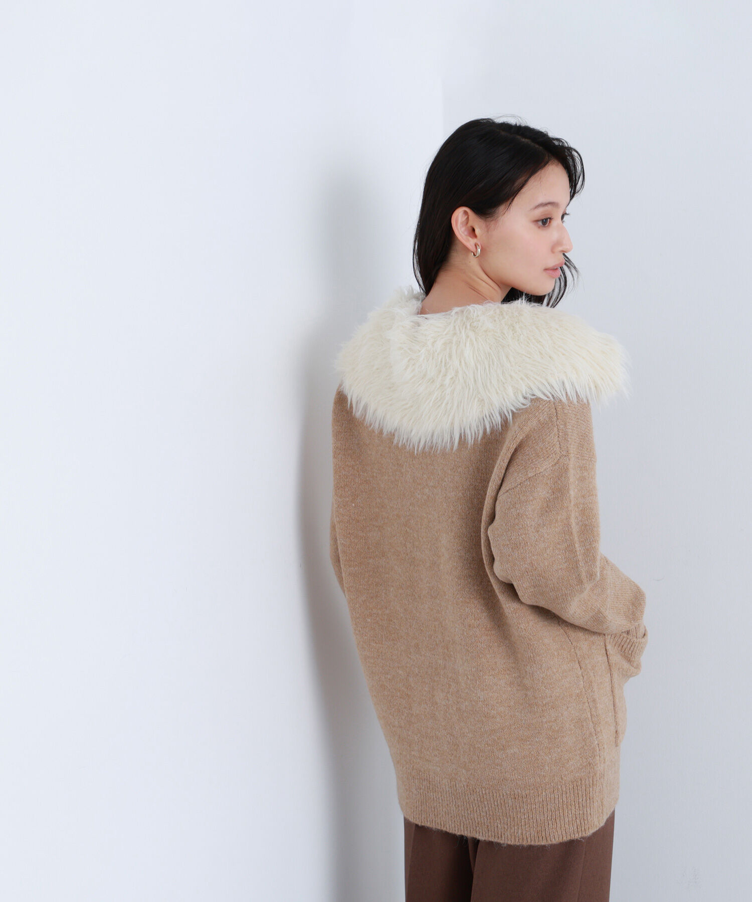  「フェイクファー付ボクシーカーディガン」|ニット・セーター|
