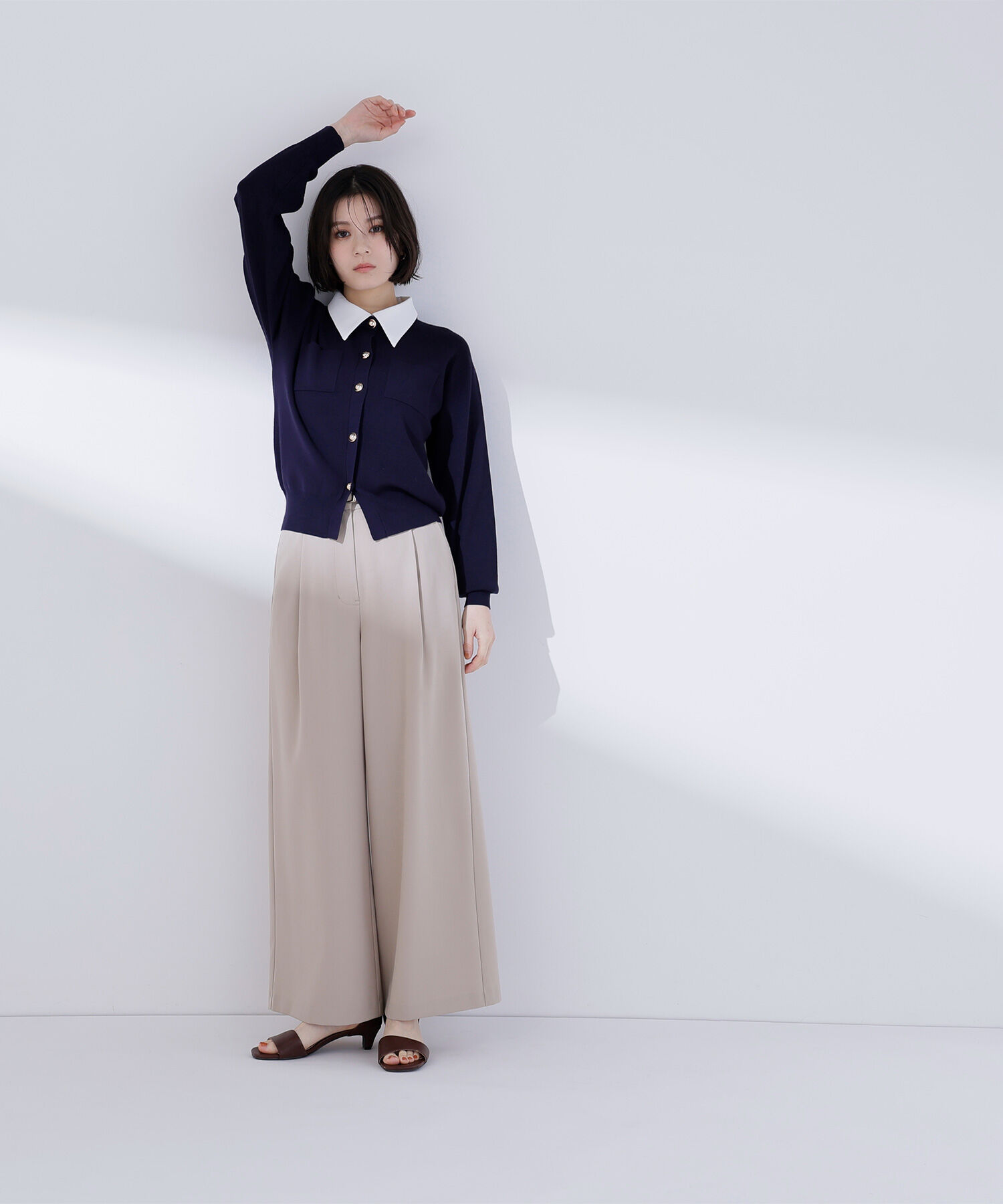  「ベルテッドタックワイドパンツ」|その他|