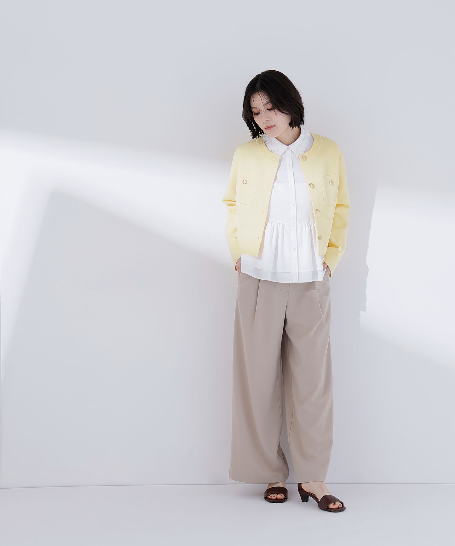  「ベルテッドタックワイドパンツ」|その他|