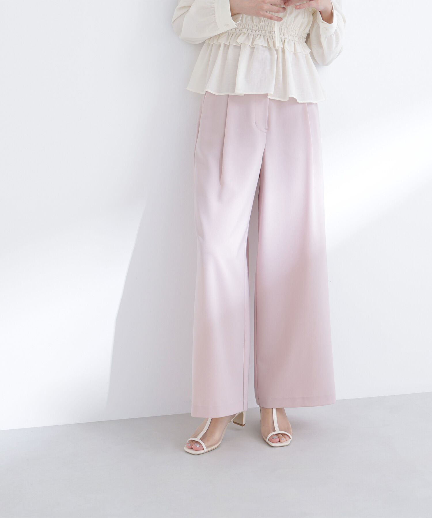  「ベルテッドタックワイドパンツ」|その他|