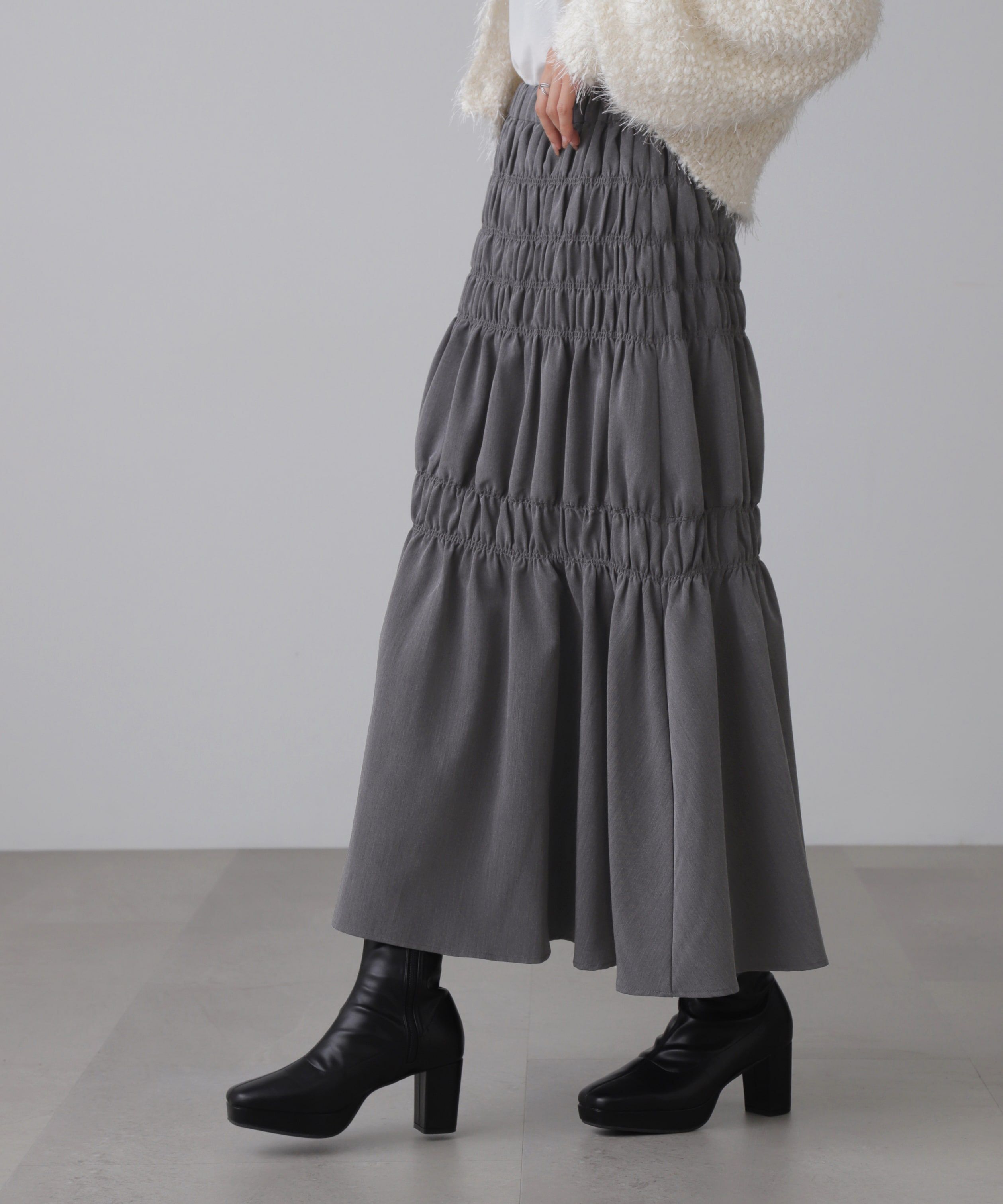  「[低身長サイズ/Sシリーズ]ランダムシャーリングスカート」|スカート|