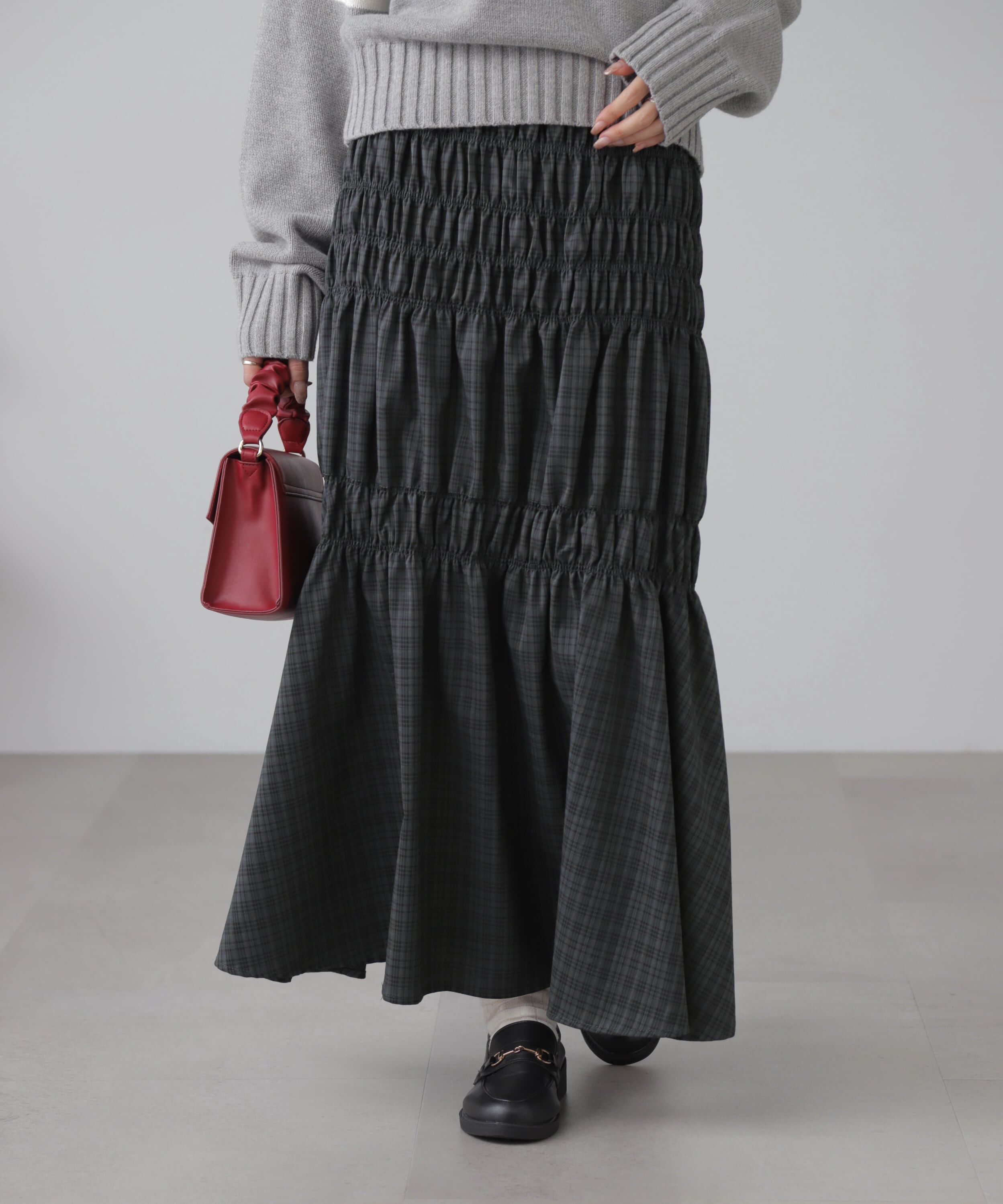  「[低身長サイズ/Sシリーズ]ランダムシャーリングスカート」|スカート|