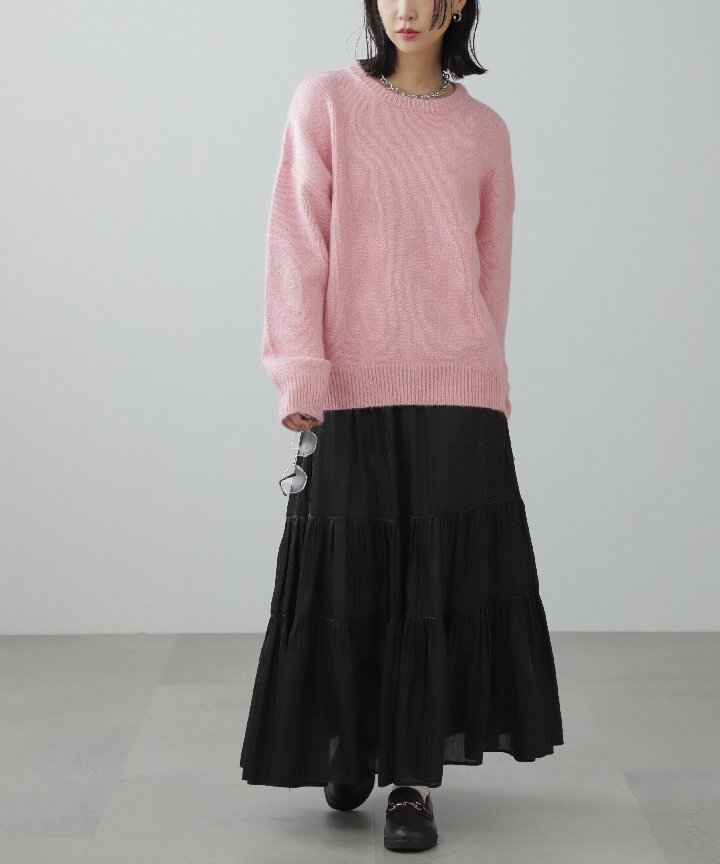  「オーバーサイズチュニック丈ニット」|ニット・セーター|