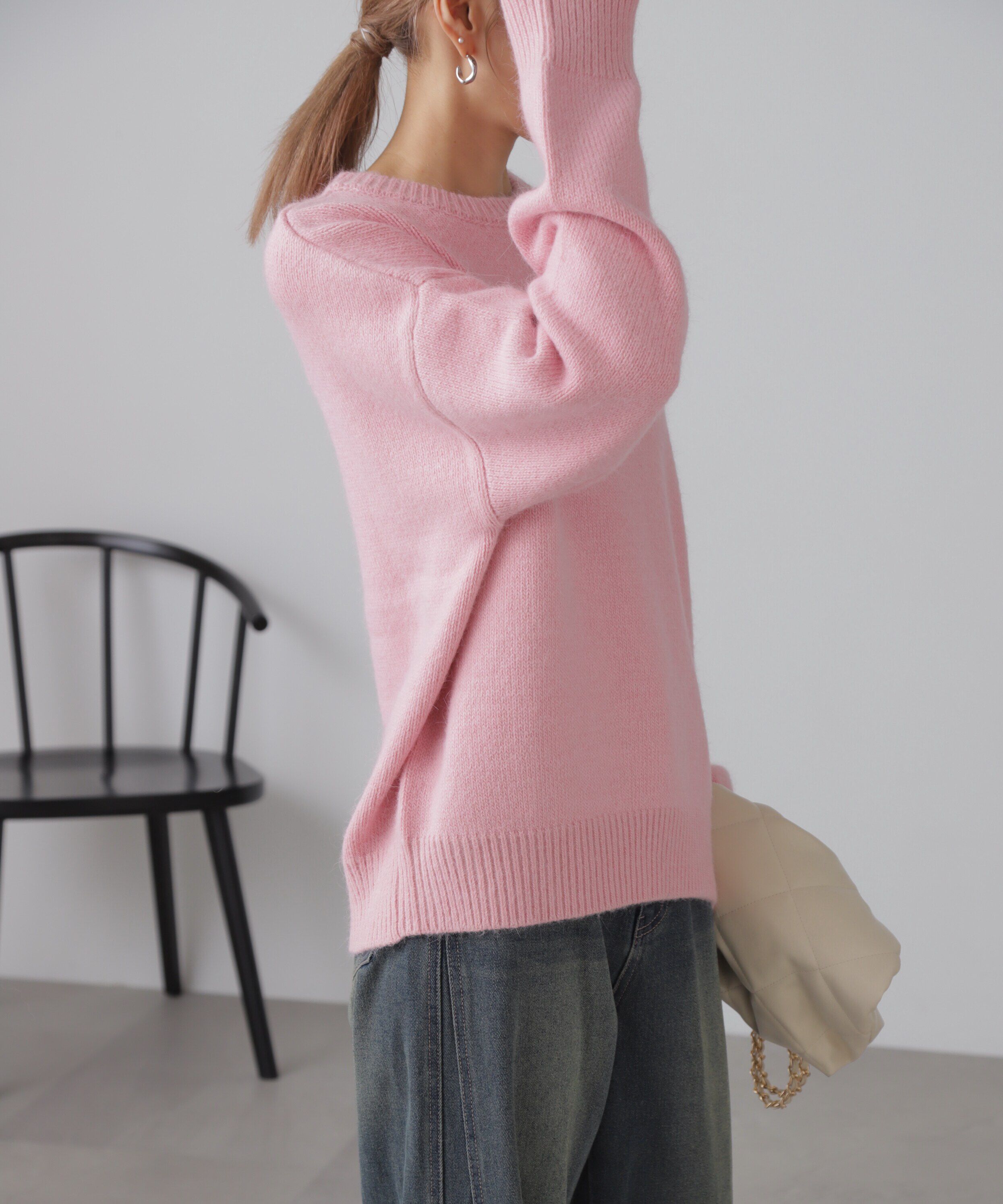  「オーバーサイズチュニック丈ニット」|ニット・セーター|