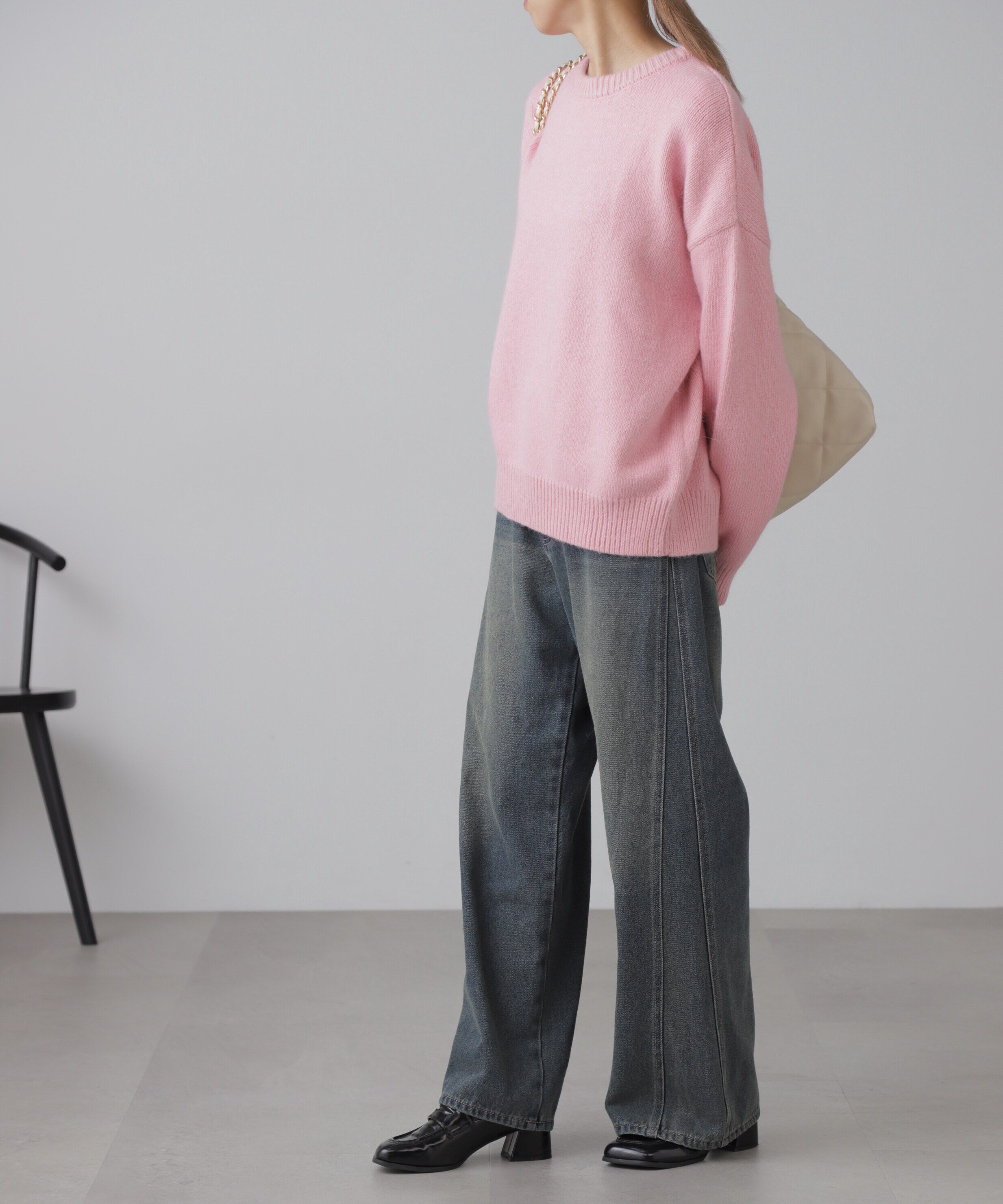  「オーバーサイズチュニック丈ニット」|ニット・セーター|