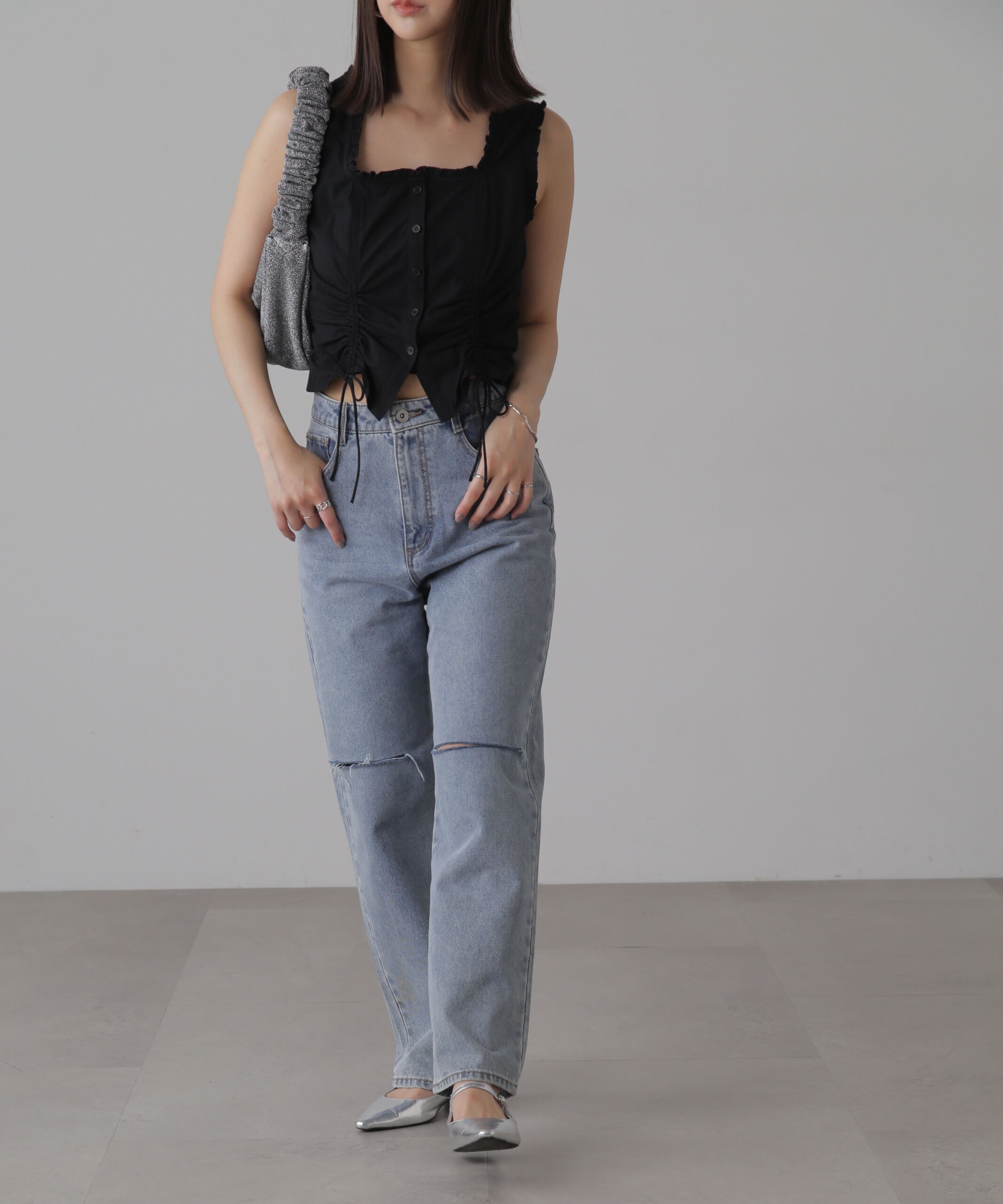  「ドロストノースリーブブラウス」|シャツ・ブラウス|