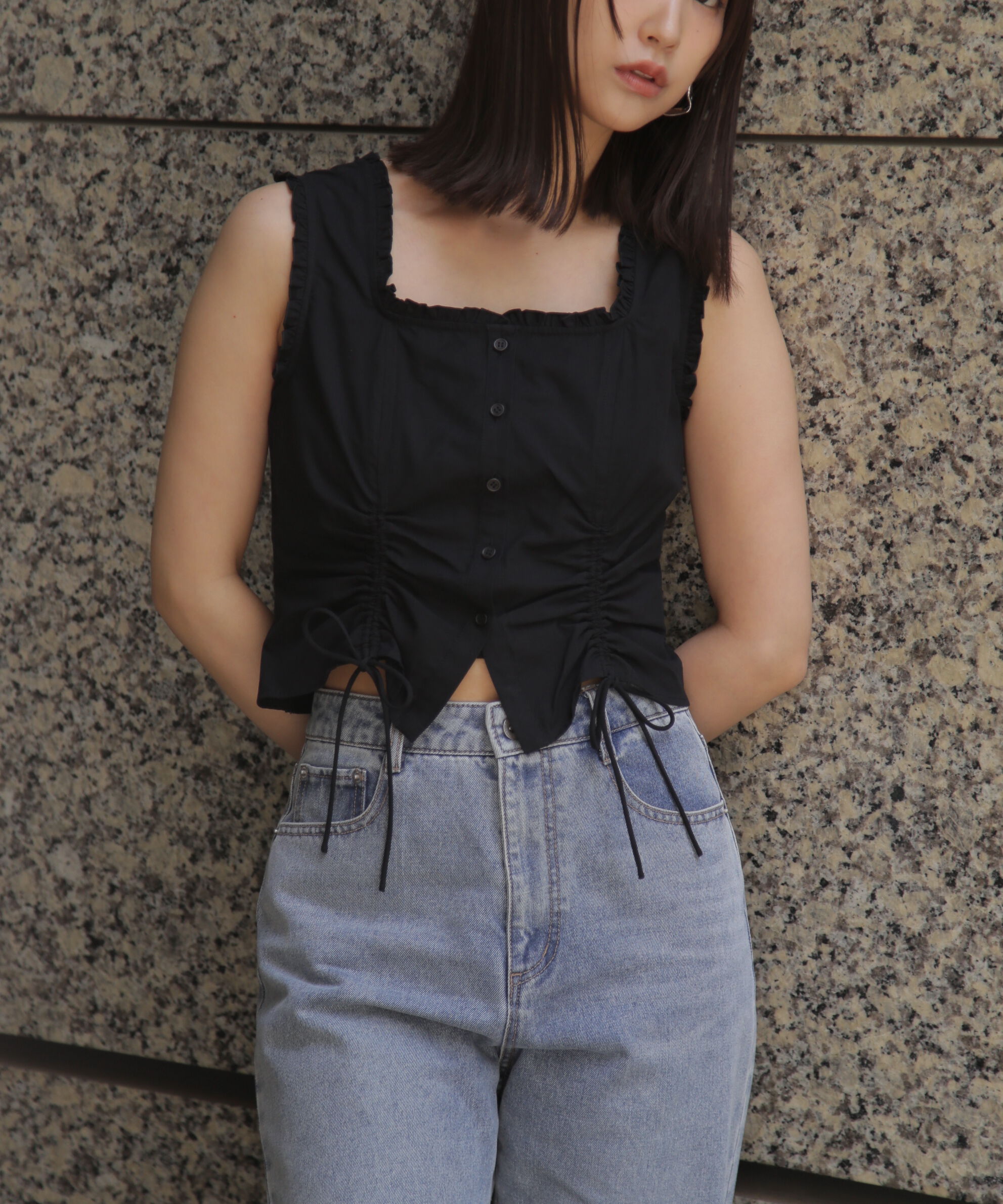  「ドロストノースリーブブラウス」|シャツ・ブラウス|