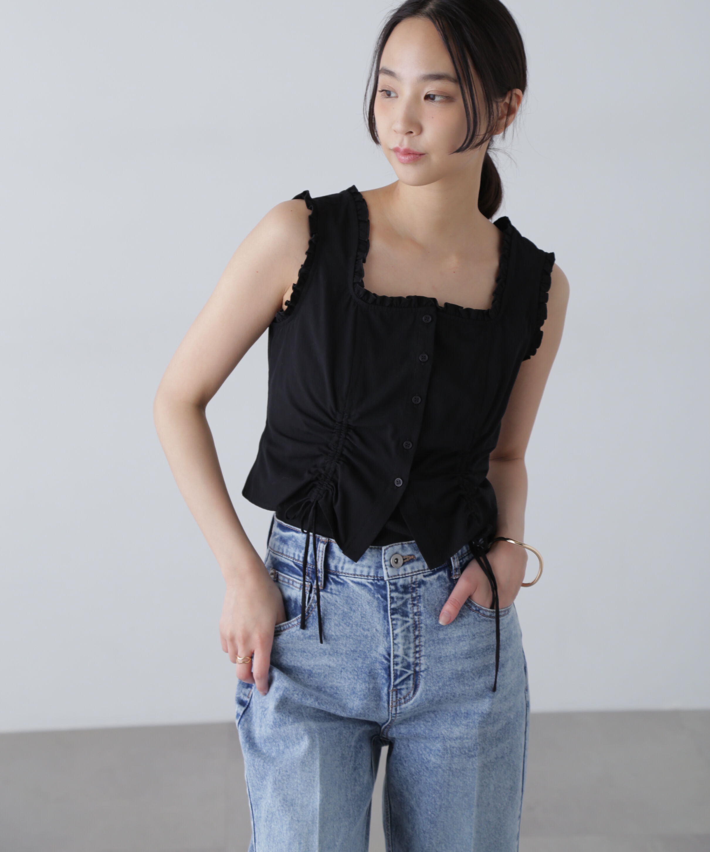  「ドロストノースリーブブラウス」|シャツ・ブラウス|