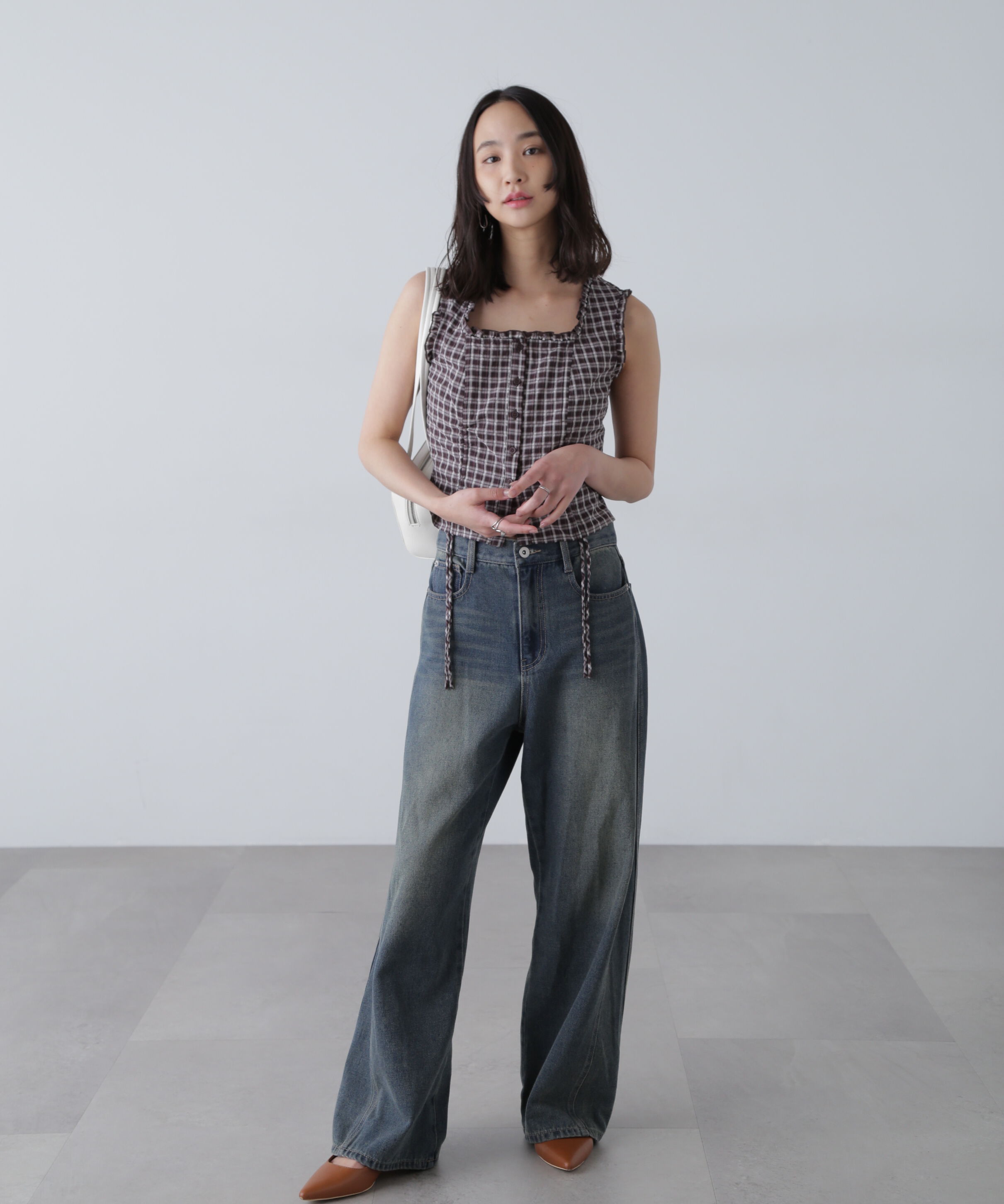  「ドロストノースリーブブラウス」|シャツ・ブラウス|