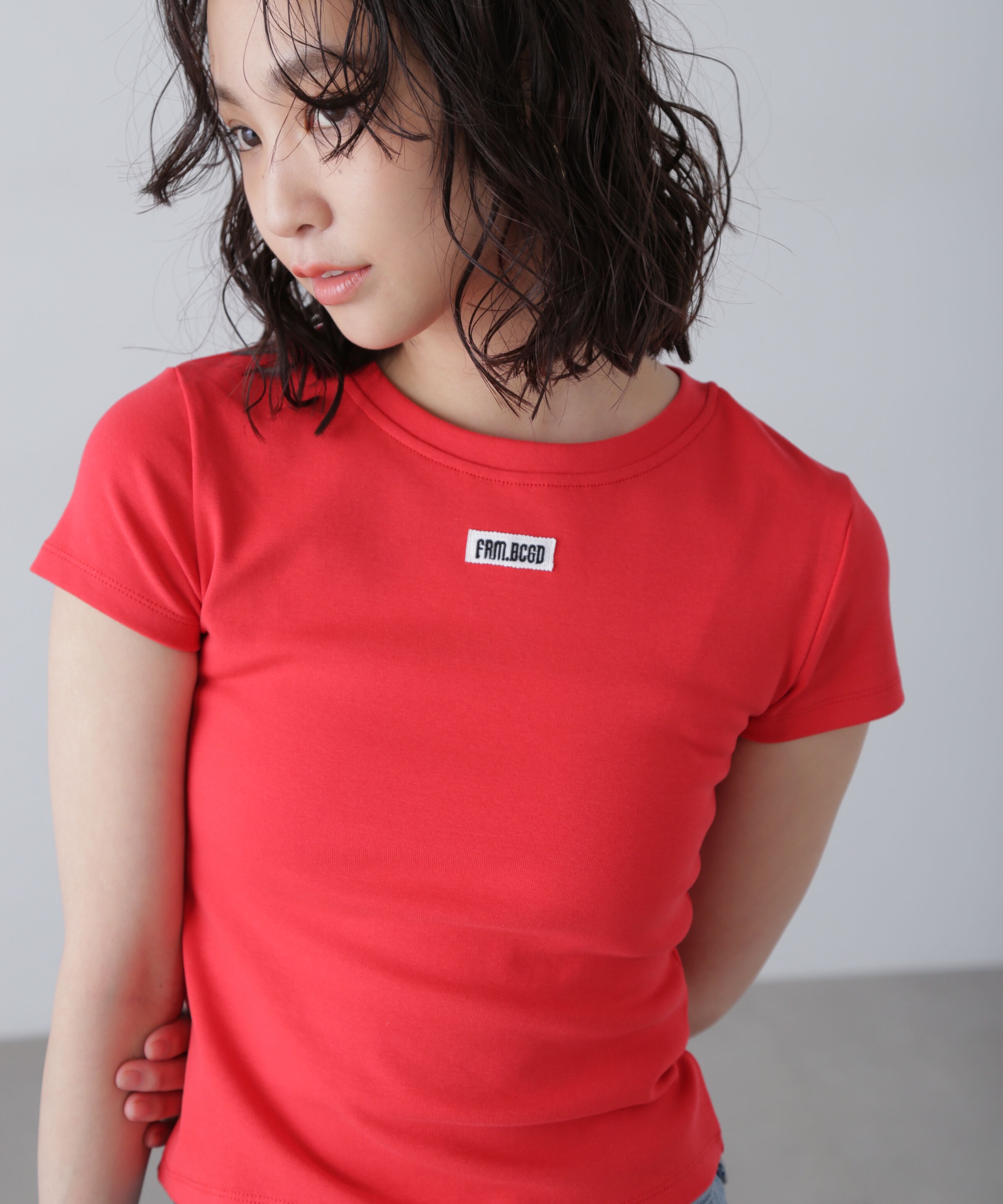  「ロゴ刺繍タグTシャツ」|Tシャツ・カットソー|