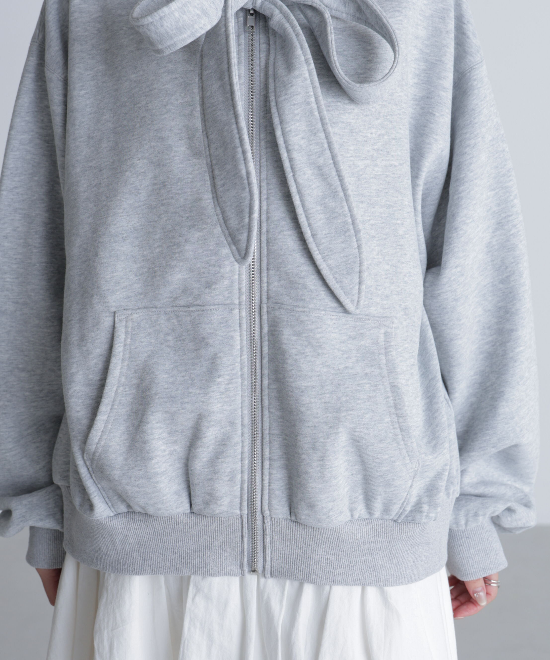  「起毛ビッグリボンジップパーカー」|Tシャツ・カットソー|