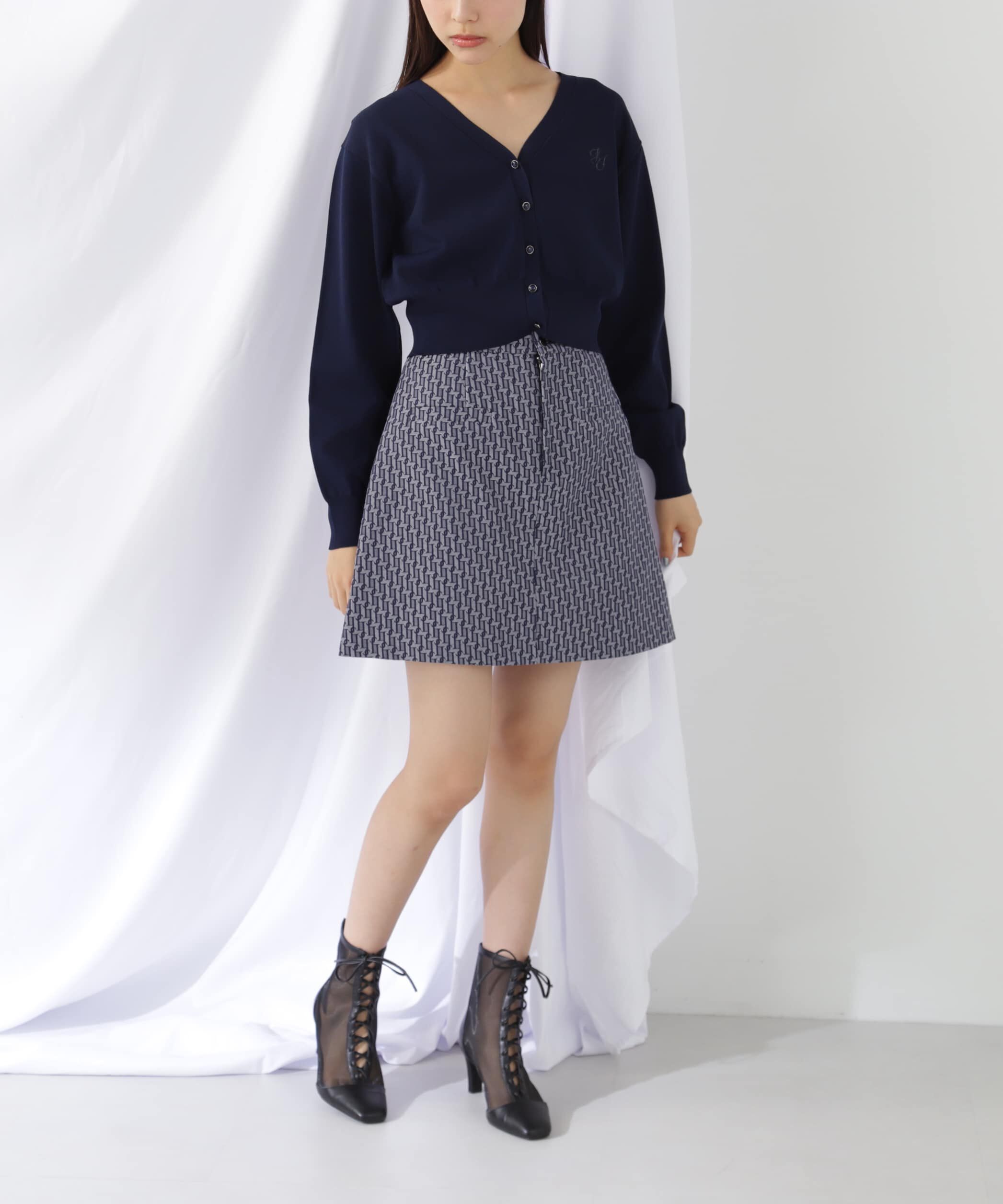  「モノグラムジャガードミニスカート」|スカート|ネイビー