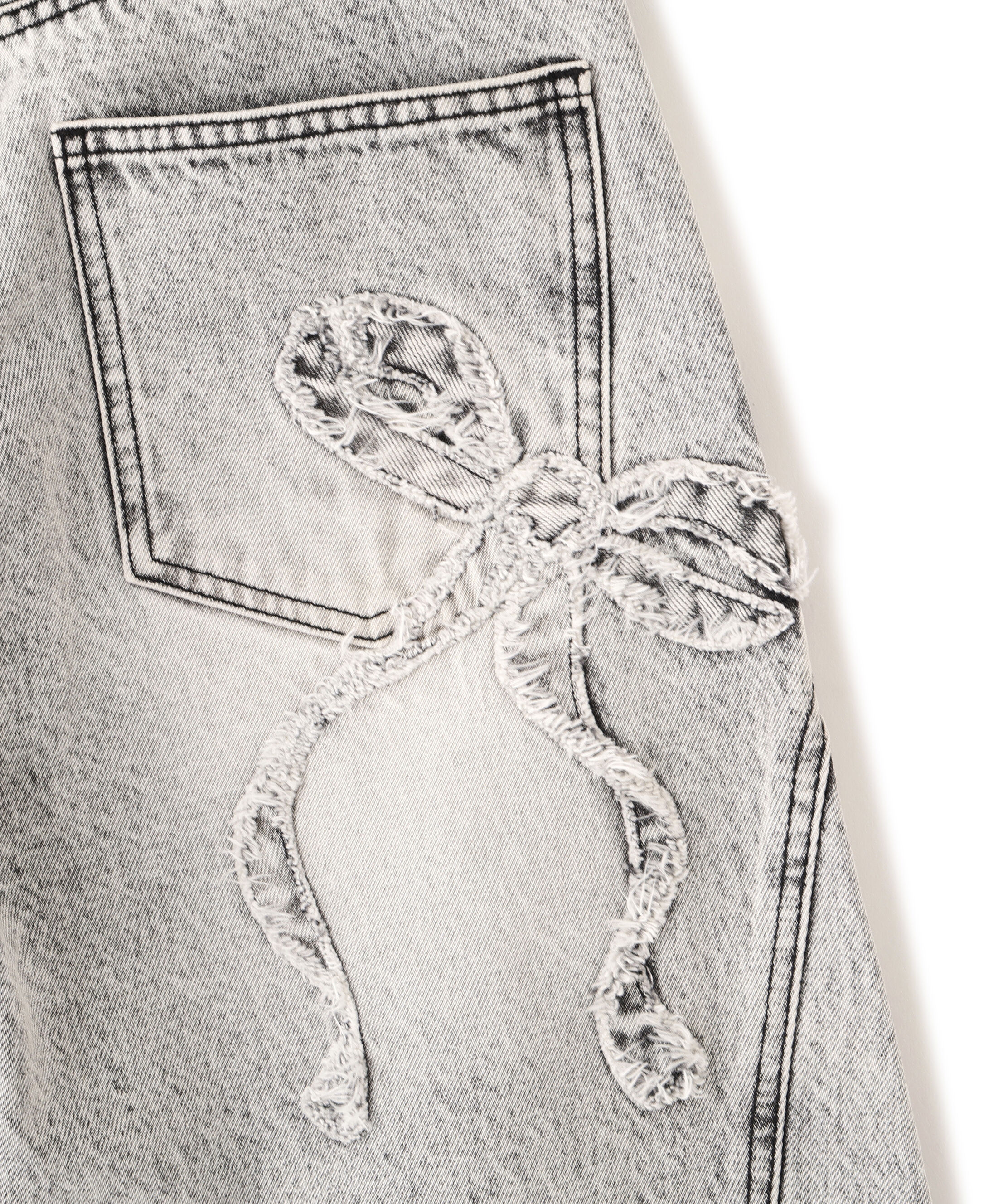  「リボン加工カーブパネルデニムパンツ」|その他|