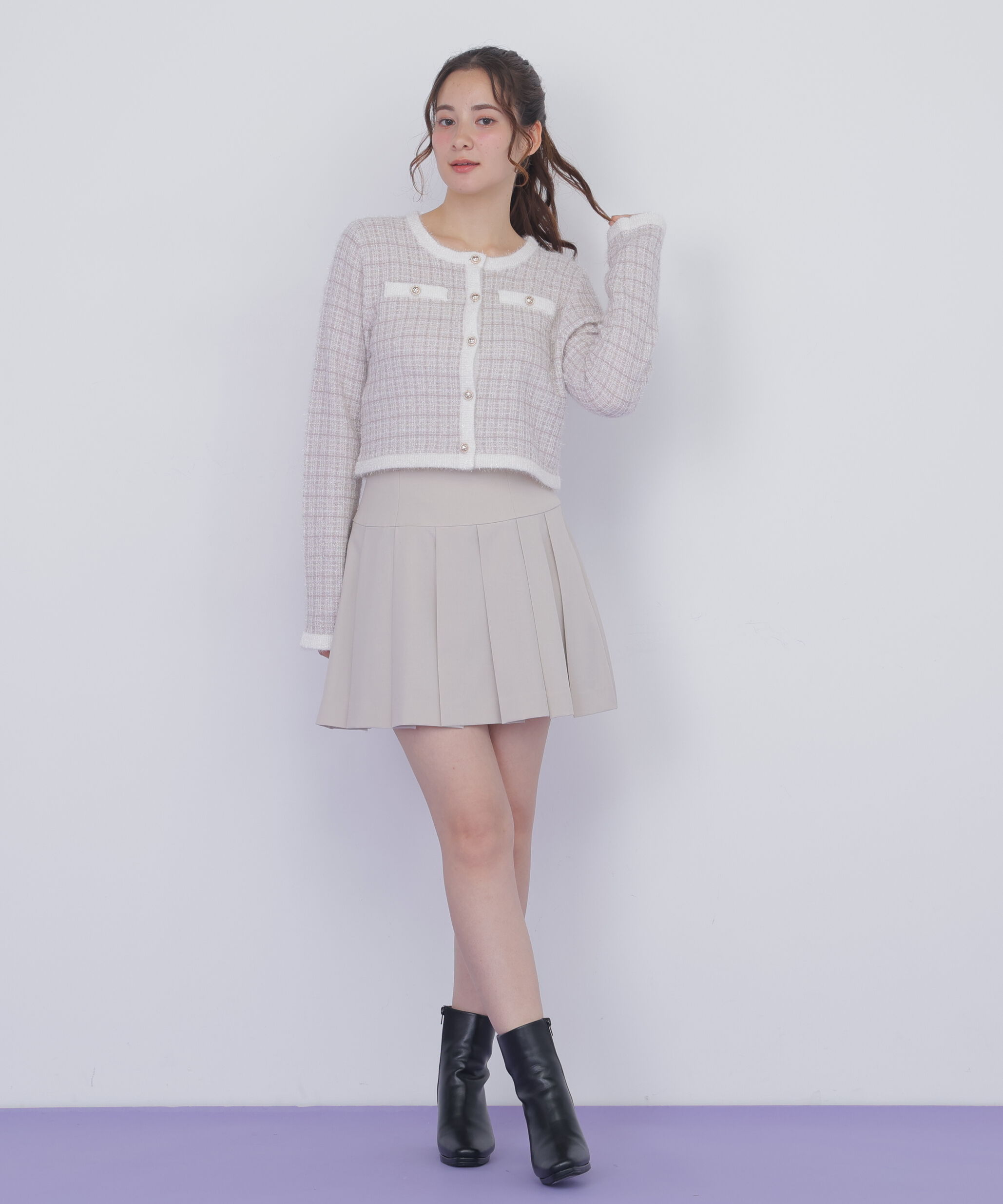  「ラメツィードニットジャケット」|ニット・セーター|