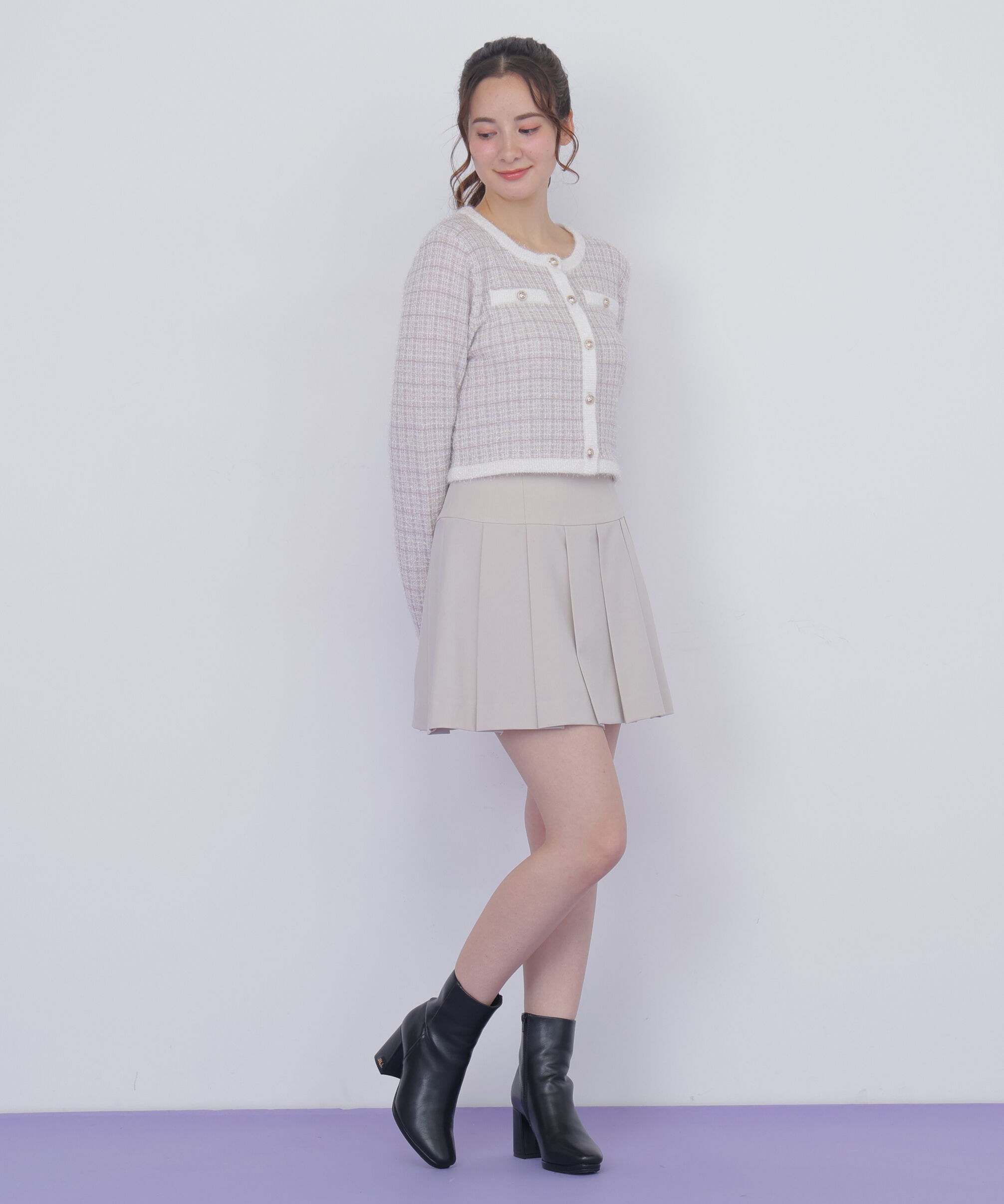  「ラメツィードニットジャケット」|ニット・セーター|