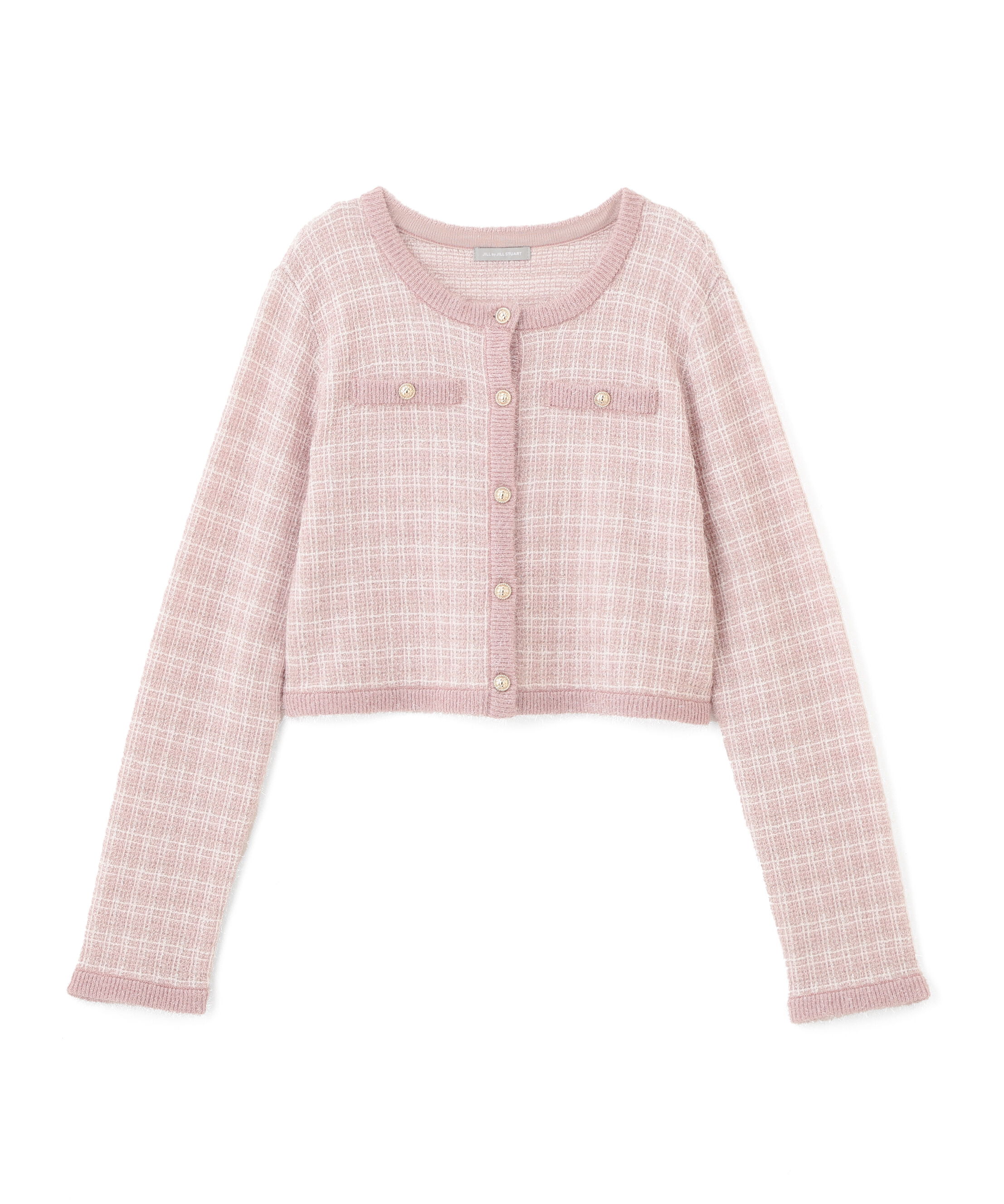  「ラメツィードニットジャケット」|ニット・セーター|ピンク