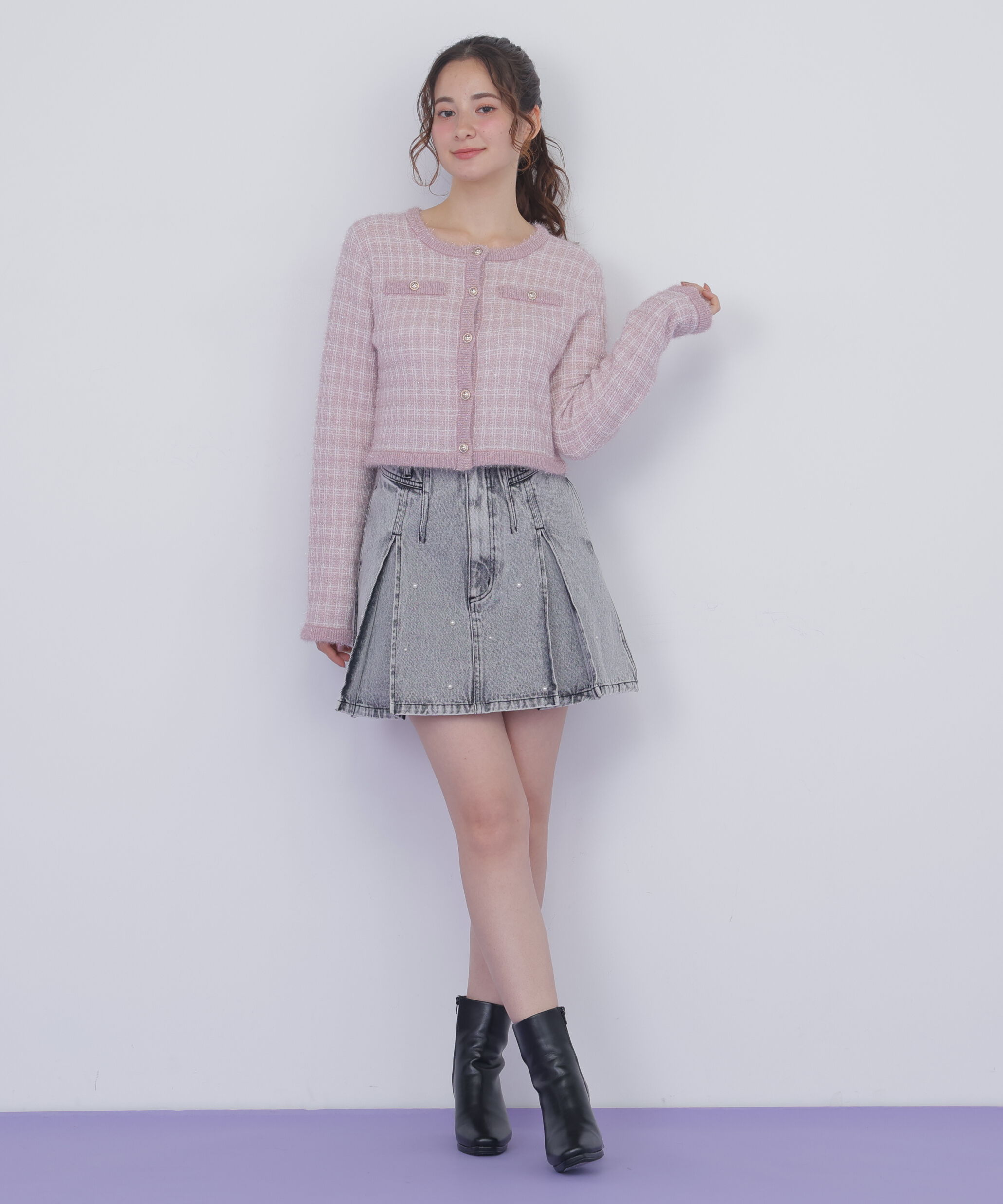  「ラメツィードニットジャケット」|ニット・セーター|