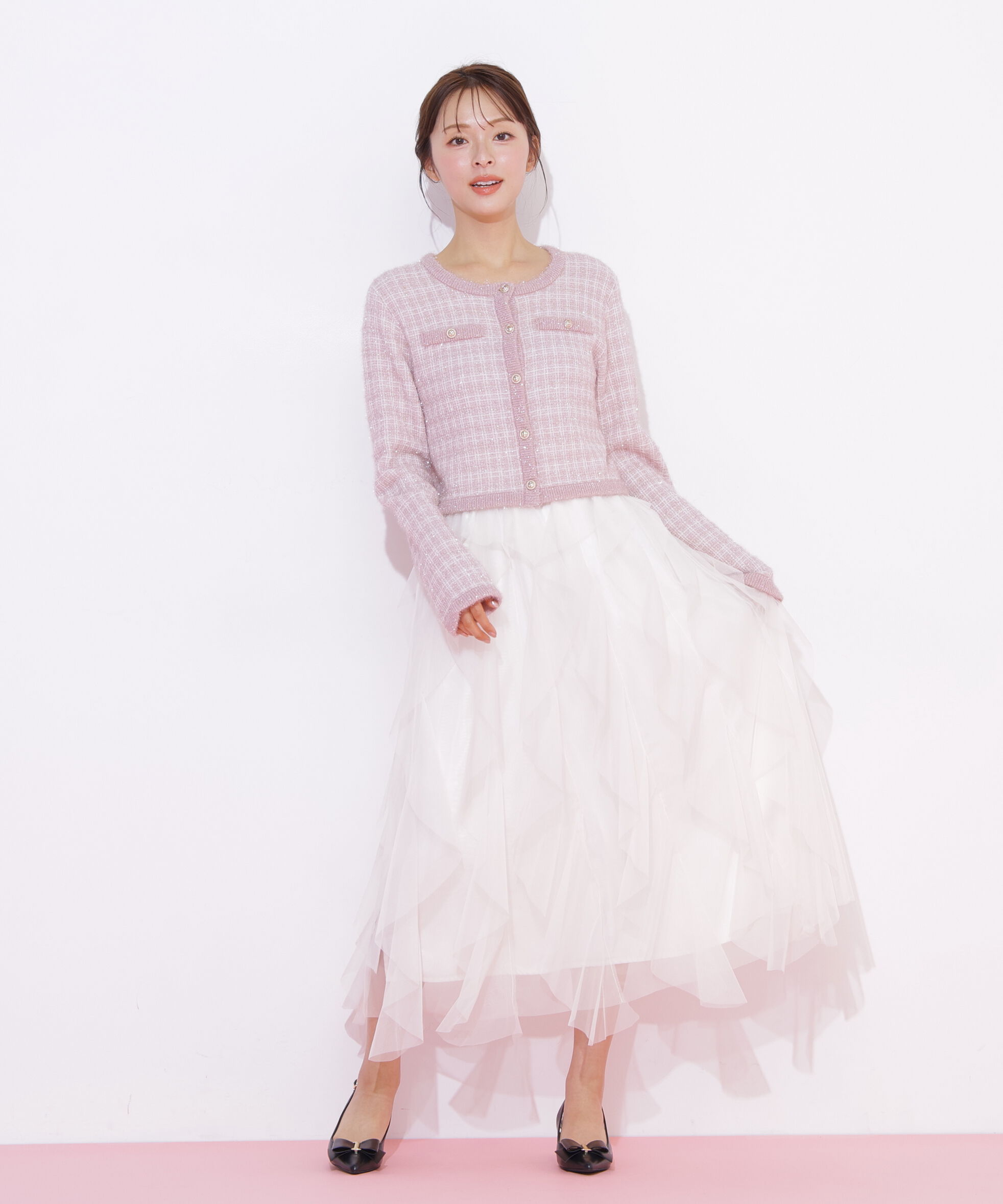  「ラメツィードニットジャケット」|ニット・セーター|