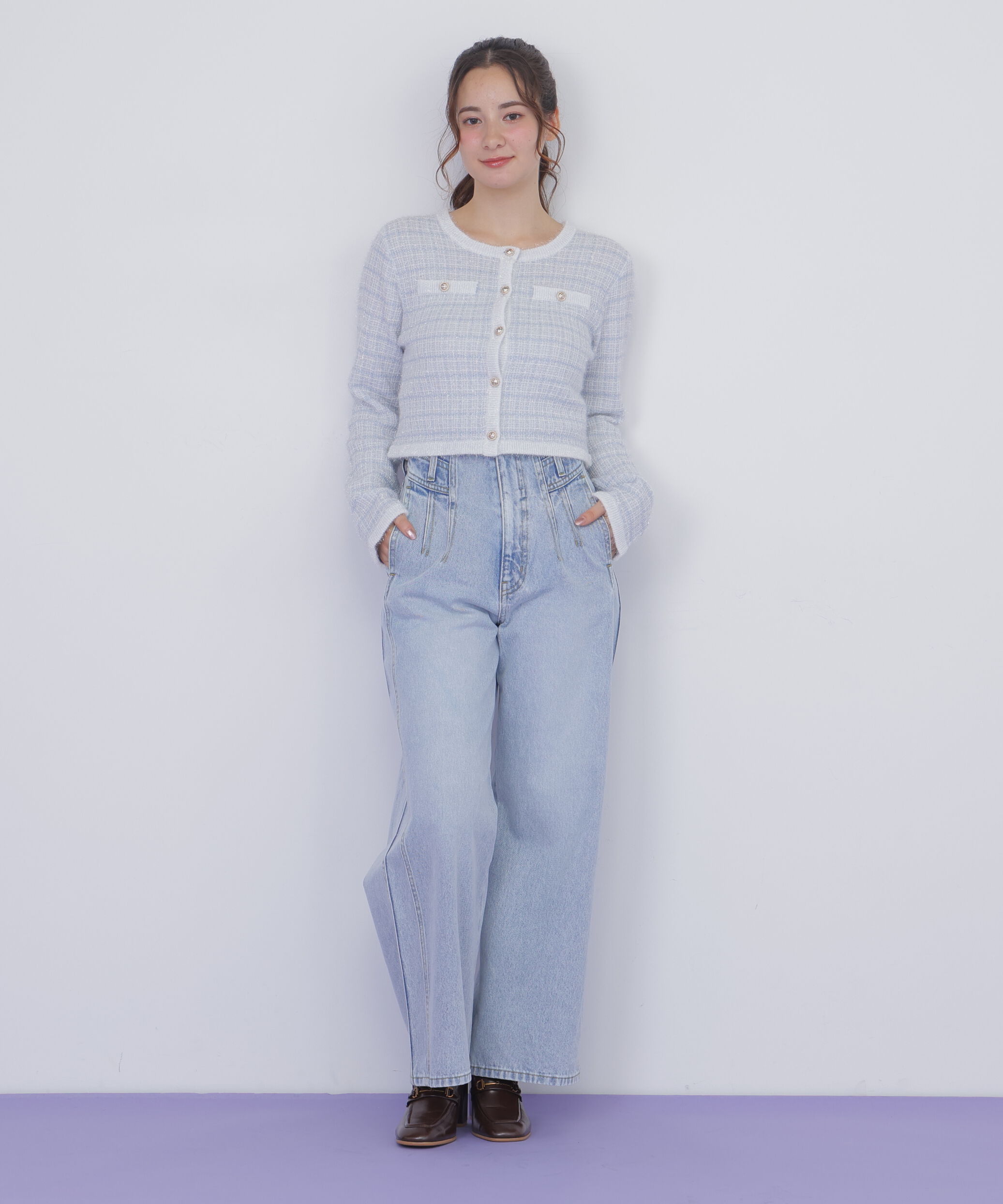  「ラメツィードニットジャケット」|ニット・セーター|