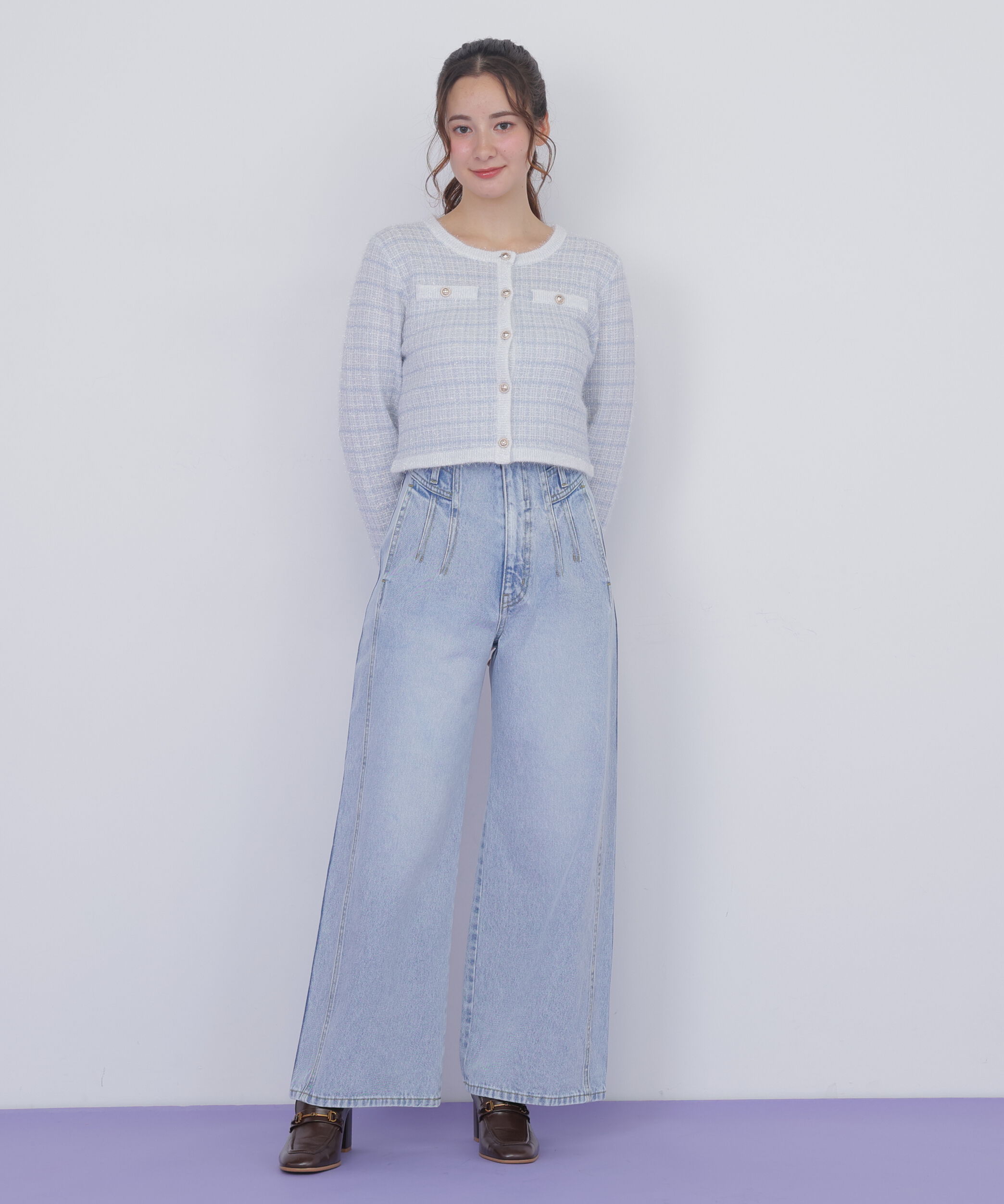  「ラメツィードニットジャケット」|ニット・セーター|