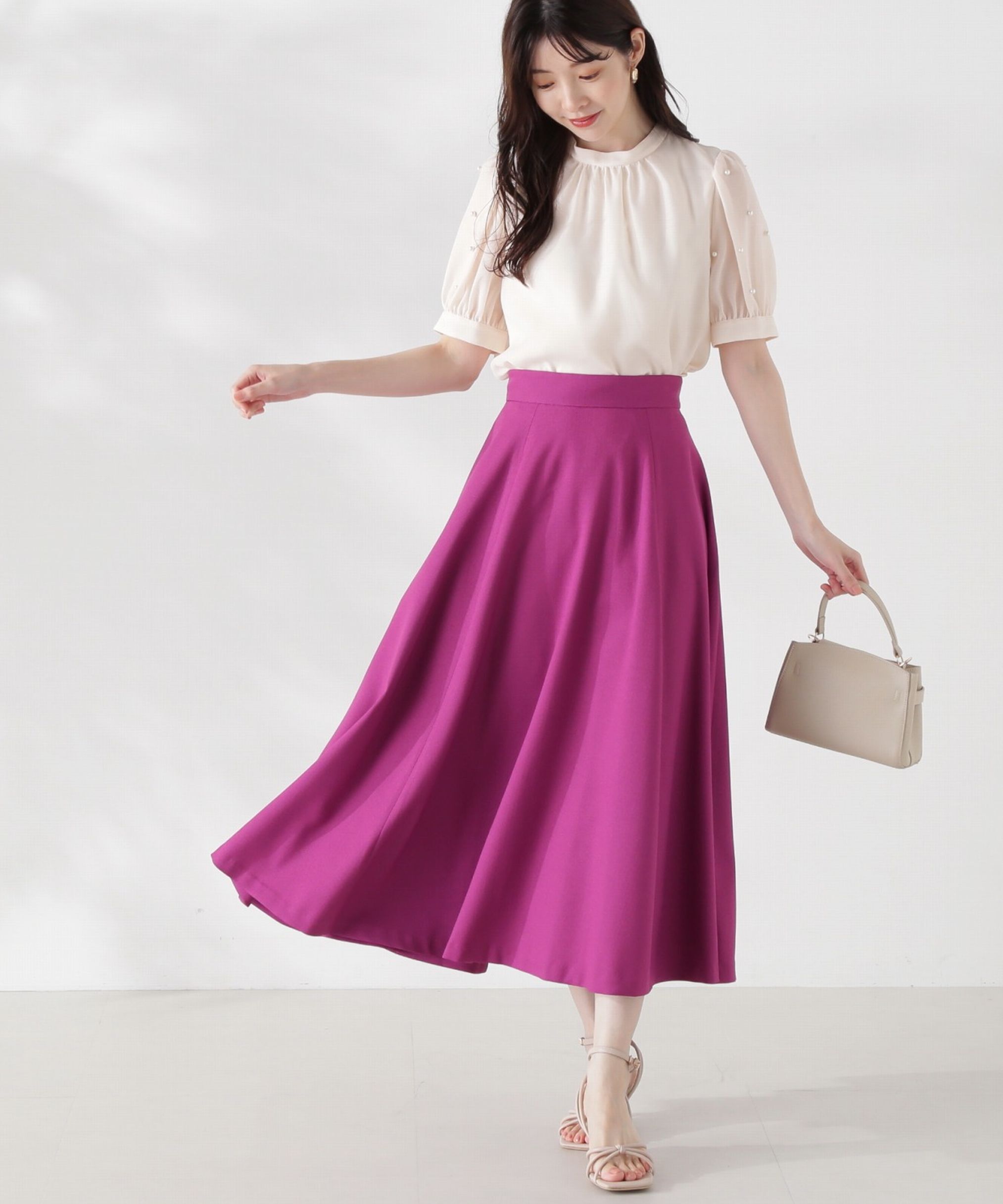 PROPORTION BODY DRESSING「カラーフレアスカート24AW」|スカート|ピンク