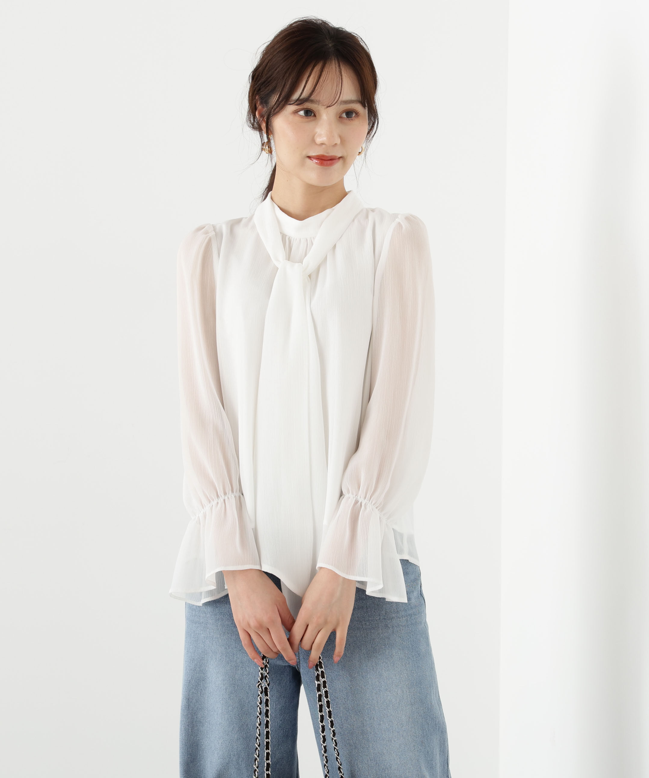 PROPORTION BODY DRESSING「＜ウォッシャブル＞ビッグリボン楊柳ブラウス 25AW」|シャツ・ブラウス|