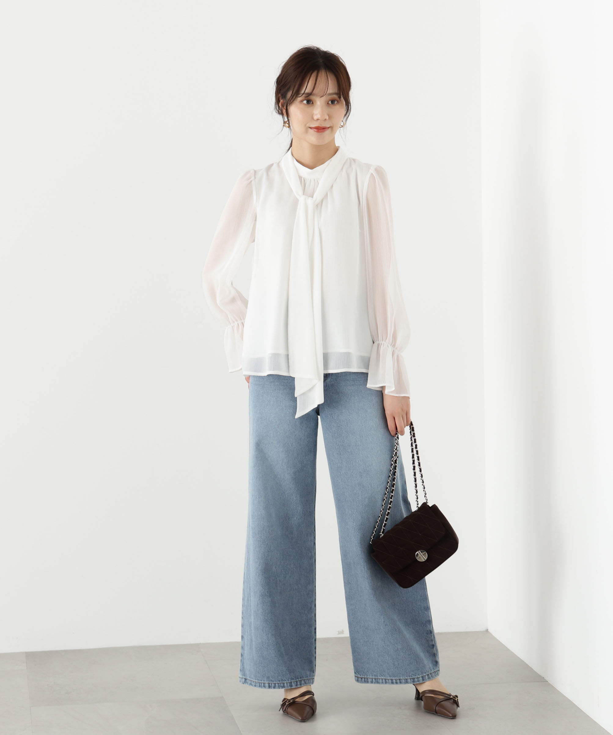 PROPORTION BODY DRESSING「＜ウォッシャブル＞ビッグリボン楊柳ブラウス 25AW」|シャツ・ブラウス|