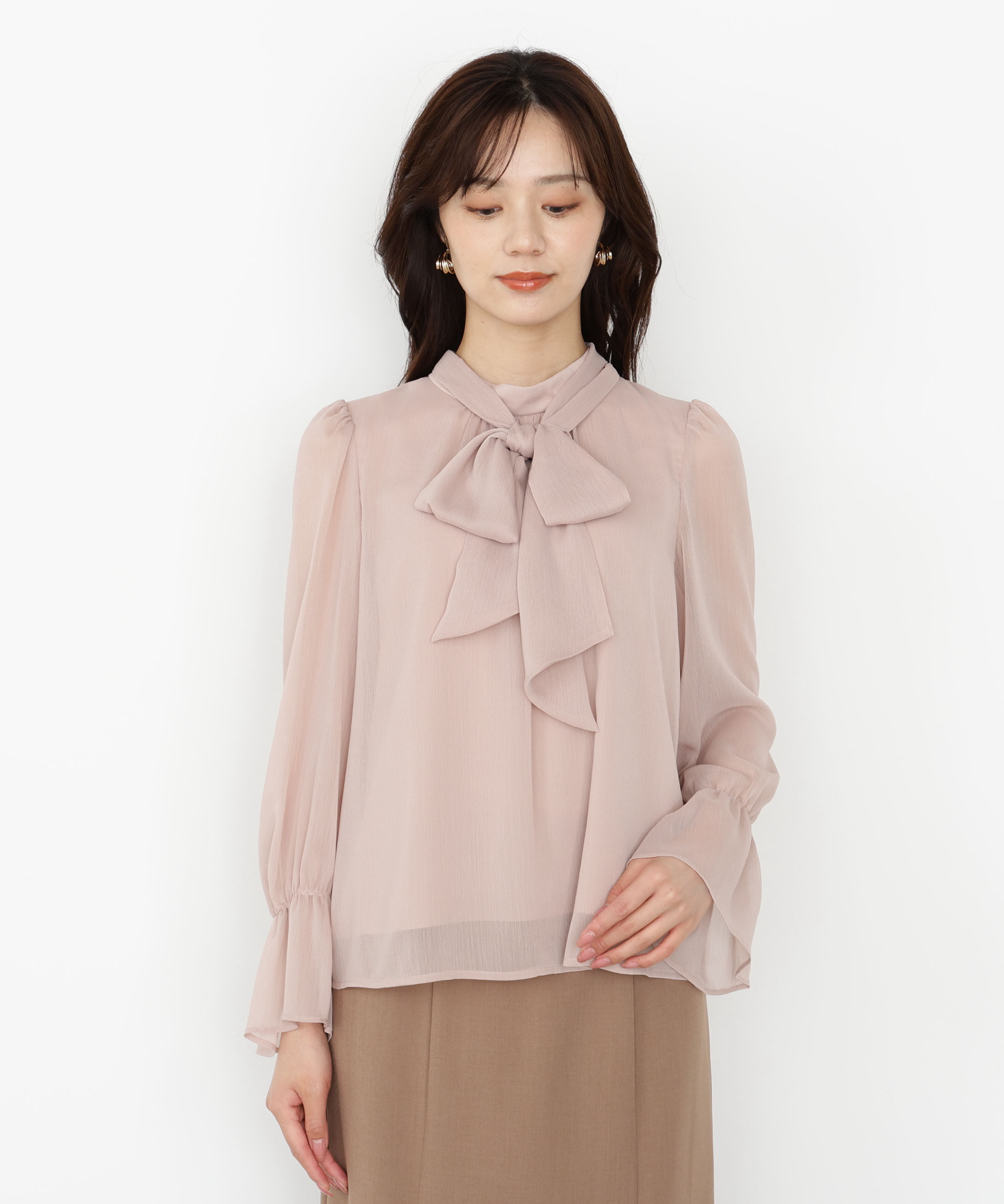 PROPORTION BODY DRESSING「＜ウォッシャブル＞ビッグリボン楊柳ブラウス 25AW」|シャツ・ブラウス|