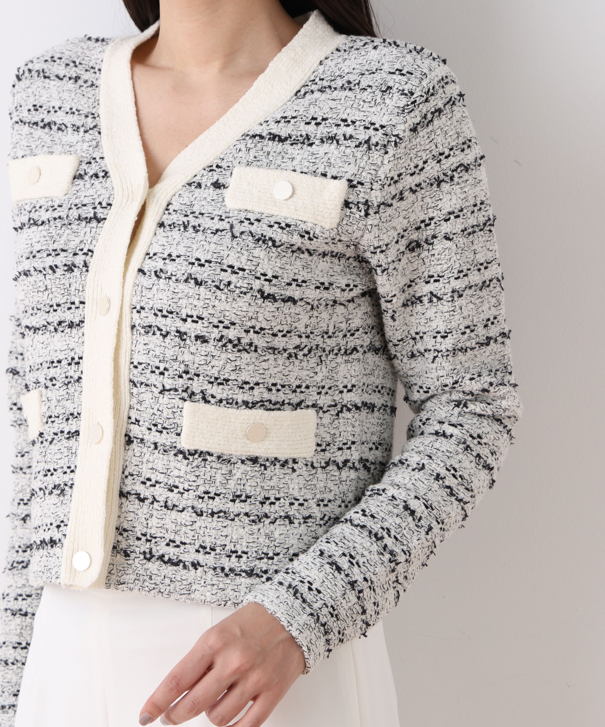  「ブークレーツイードＶネックカーディガン」|その他|