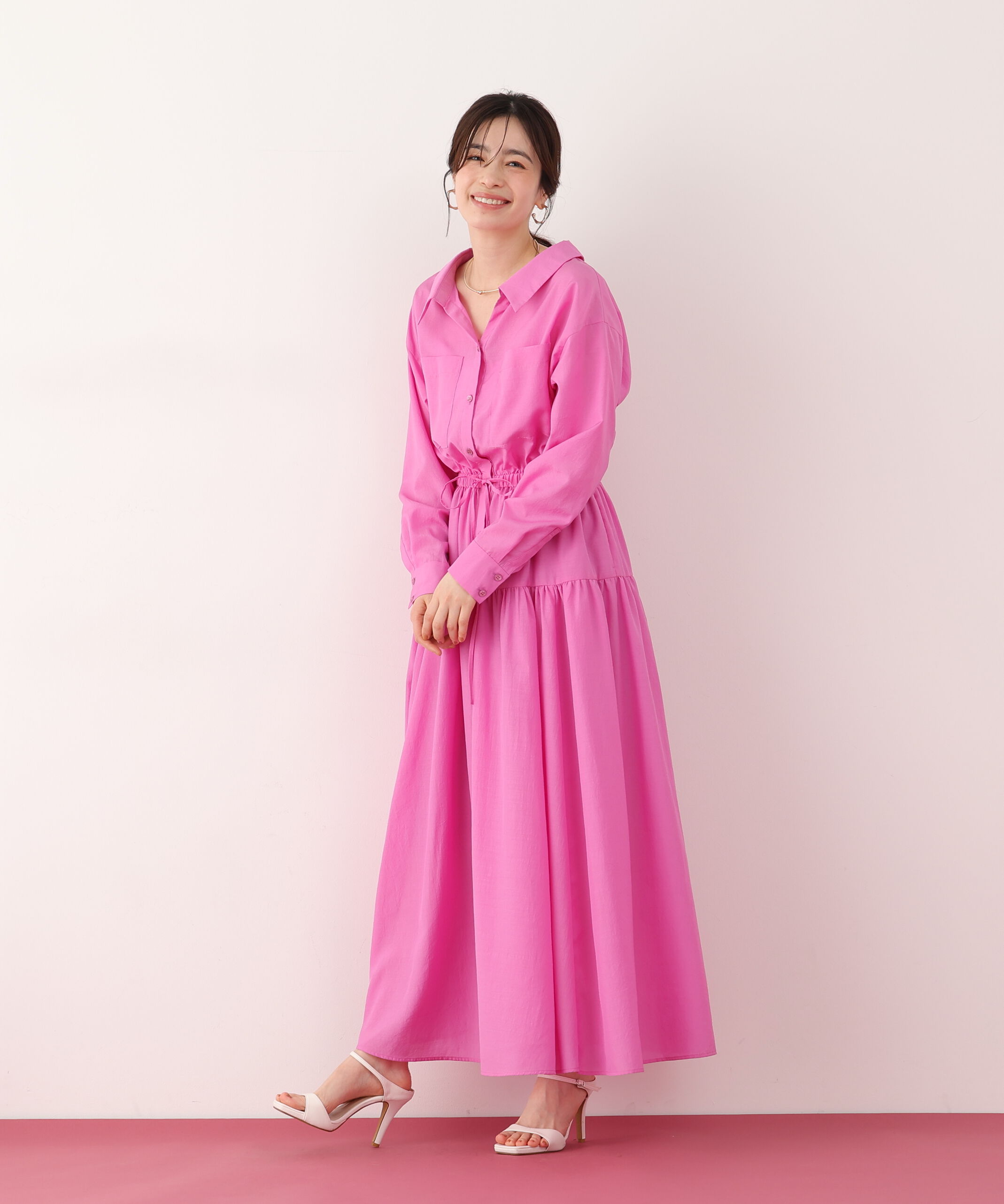  「ブライトローンロングシャツワンピース」|ワンピース|