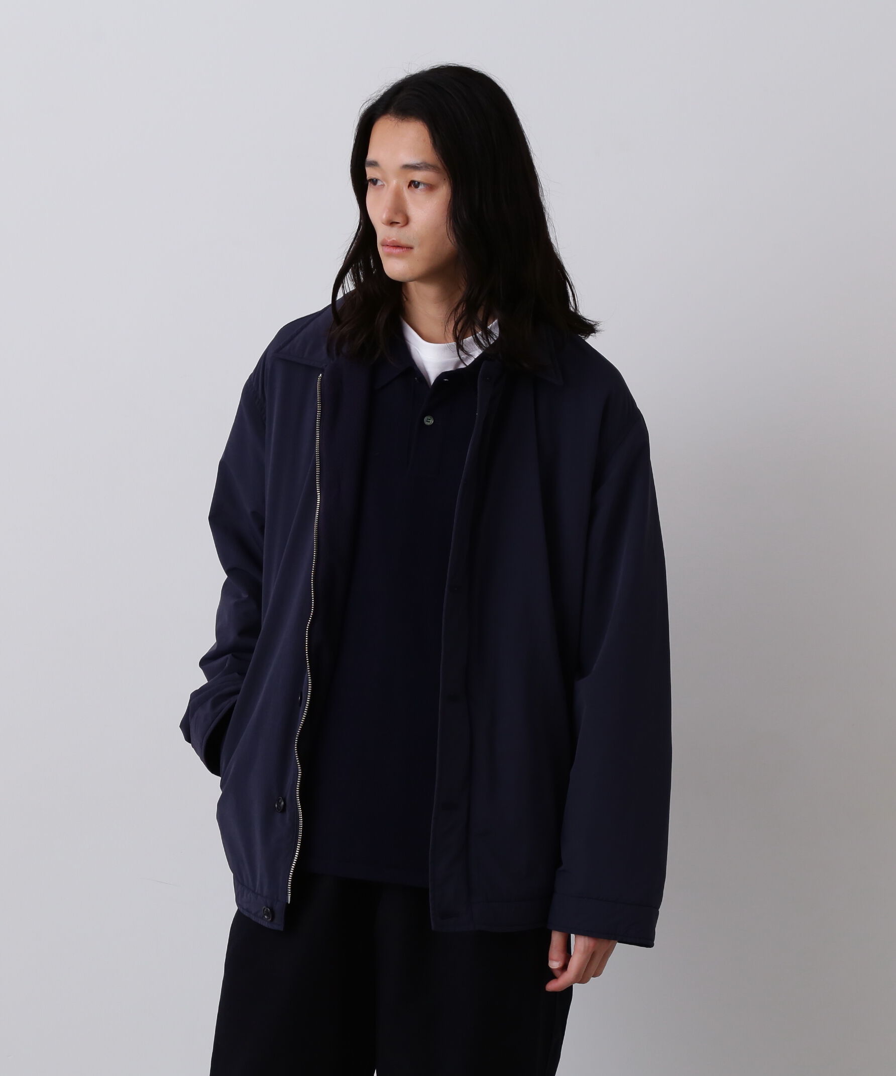 YLEVE 「Ｙ / RECYCLE NYLON MIX TAFFETA / RECYCLE POLYESTER FLEECE COAT」|その他|ネイビー