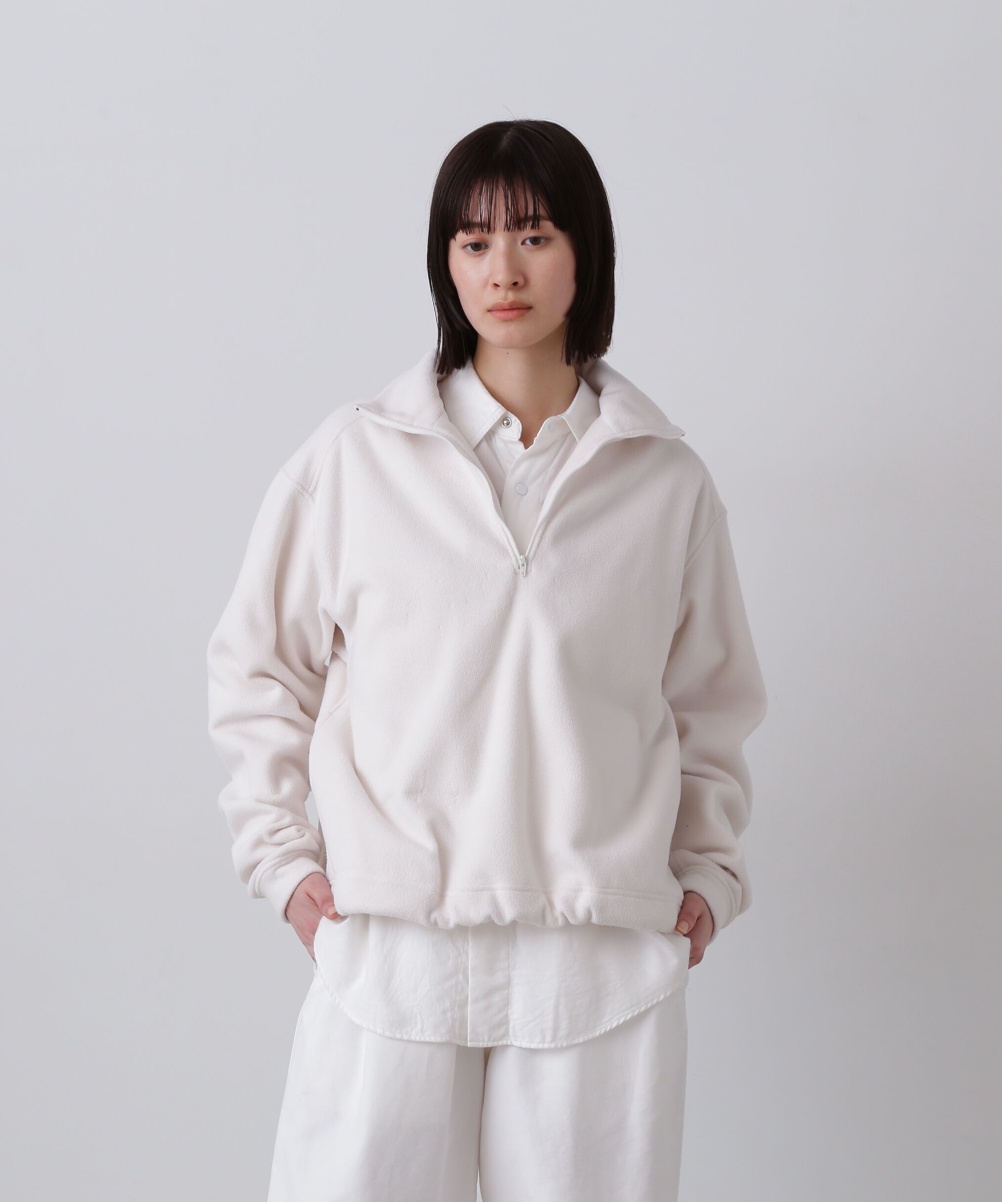 Y / RECYCLE POLYESTER FLEECE HALF ZIP PULL OVER（YLEVE ）｜ルミネ