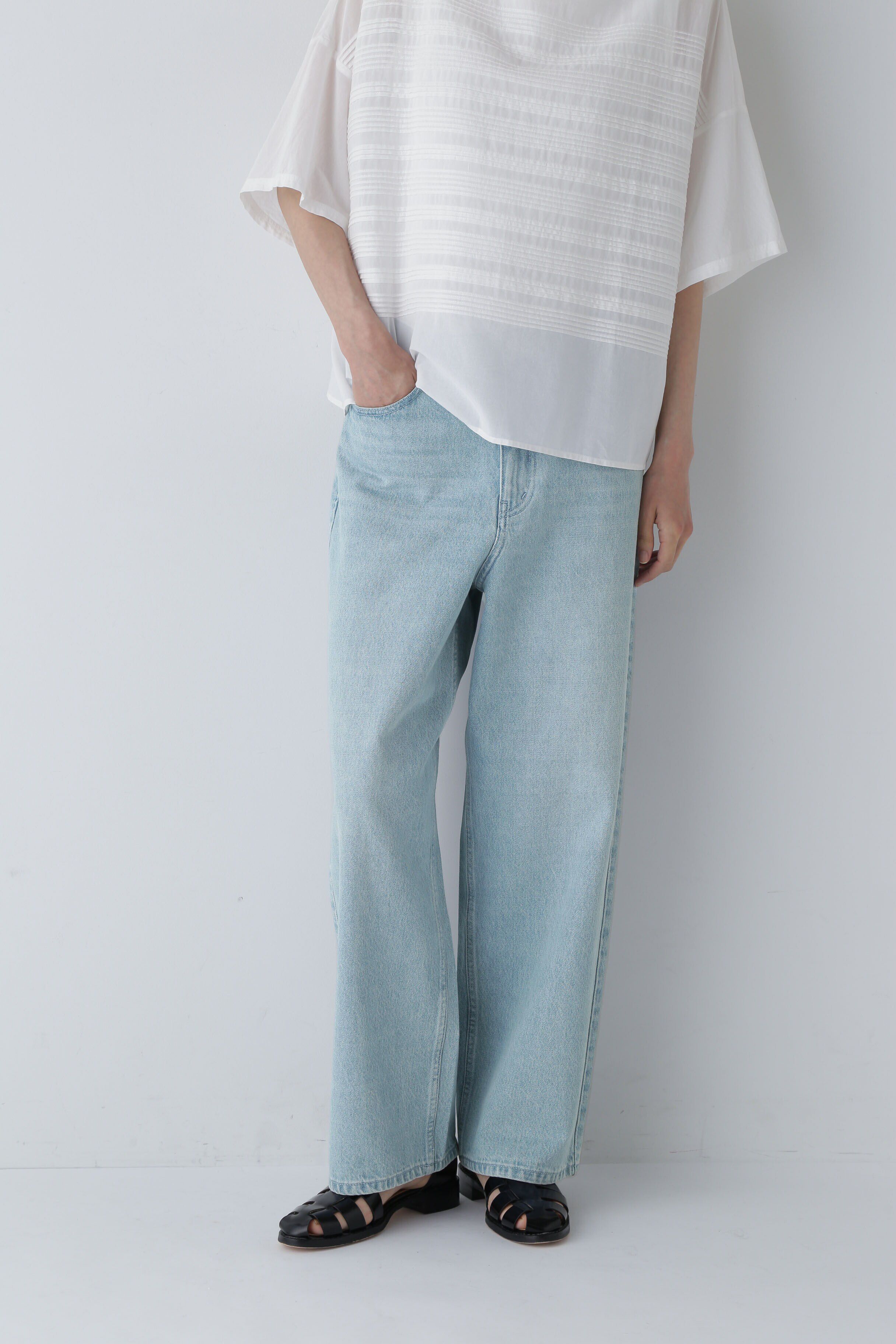  「セミワイドブリーチデニム」|その他|ブルー