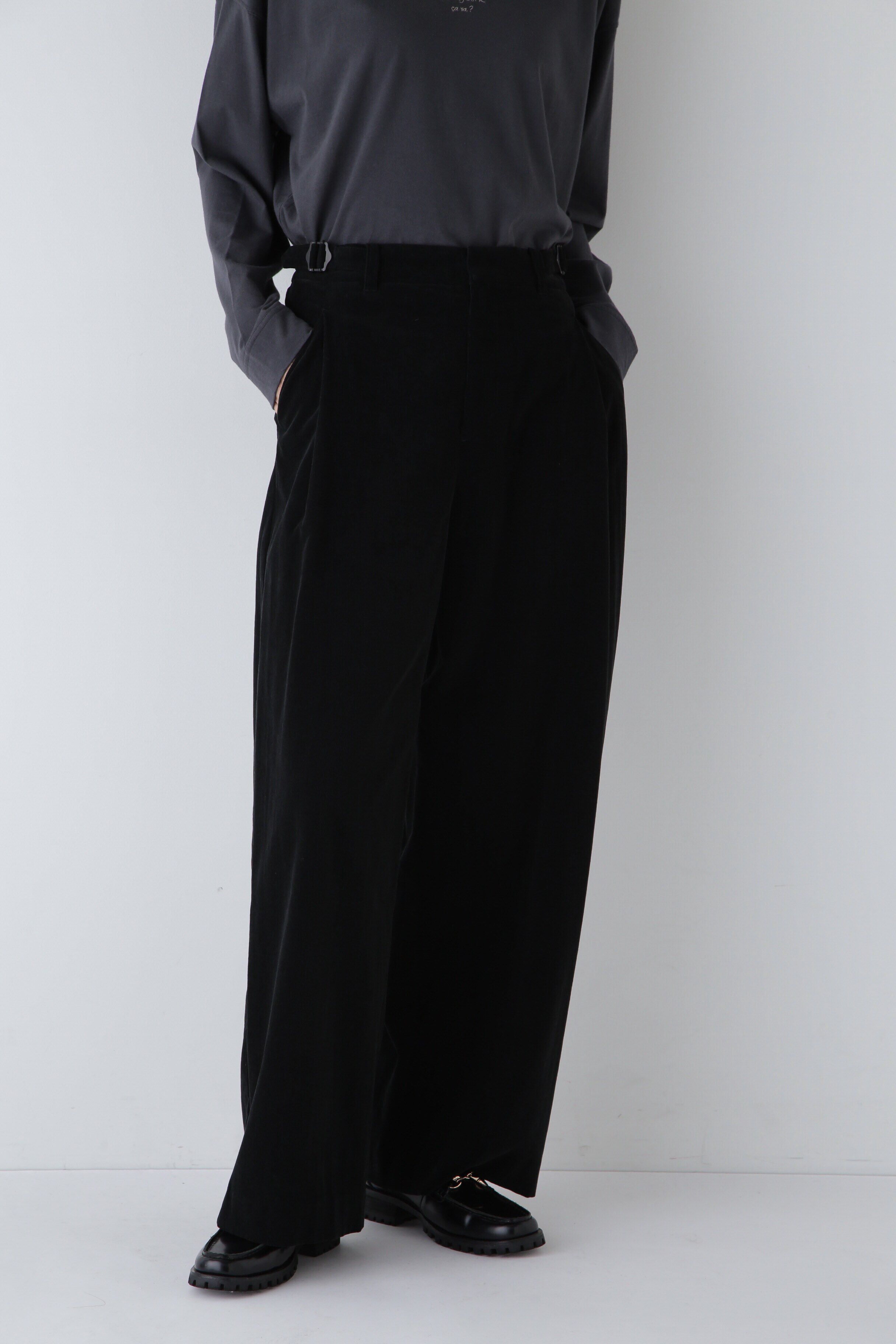  「◆エアーコールセミワイドパンツ」|その他|ブラック