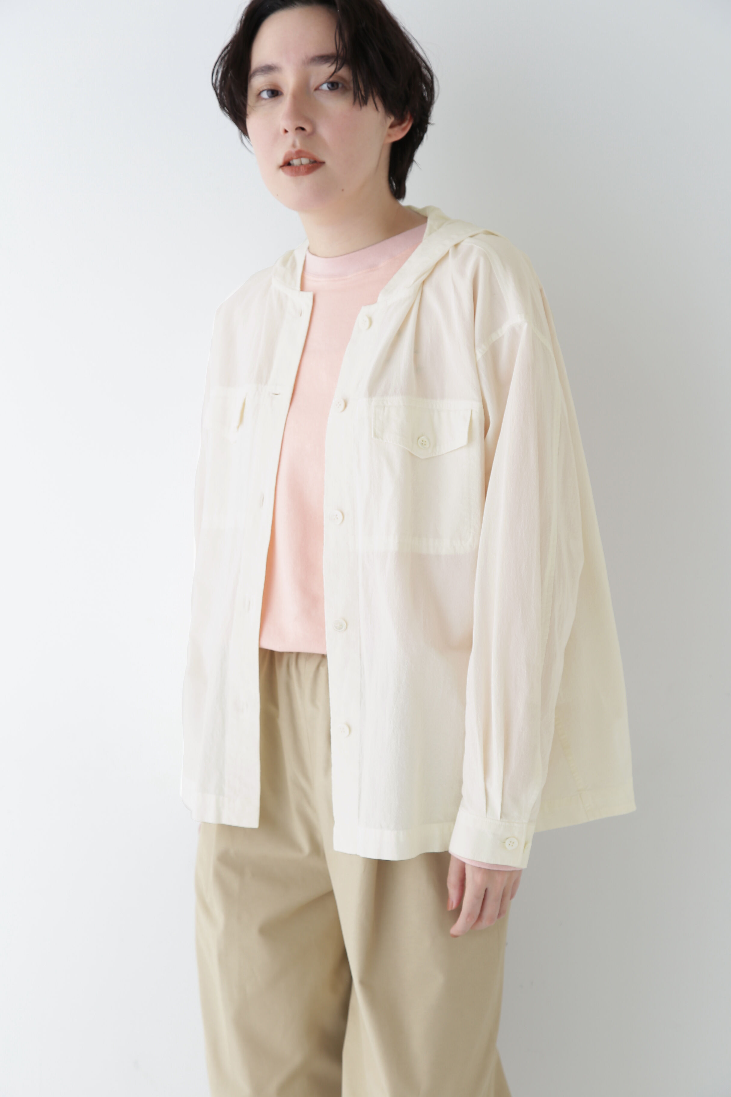  「◆製品染めフーディーブラウス」|シャツ・ブラウス|エクリュ1