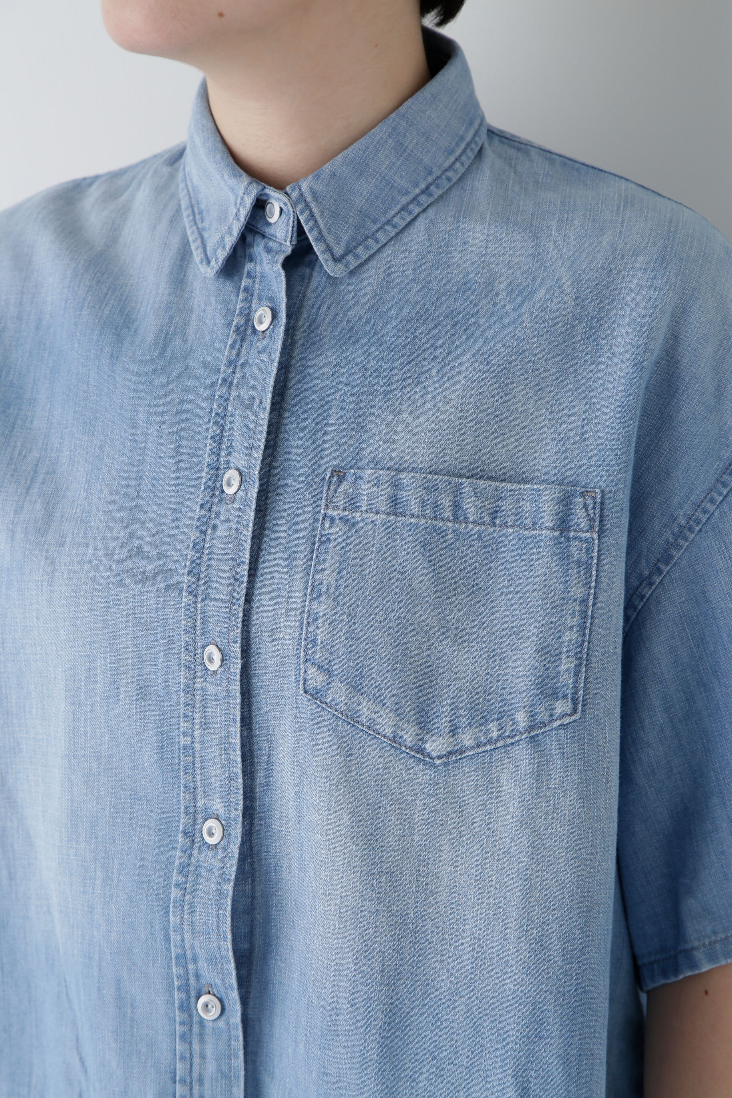  「◆クロップド半袖デニムブラ」|シャツ・ブラウス|