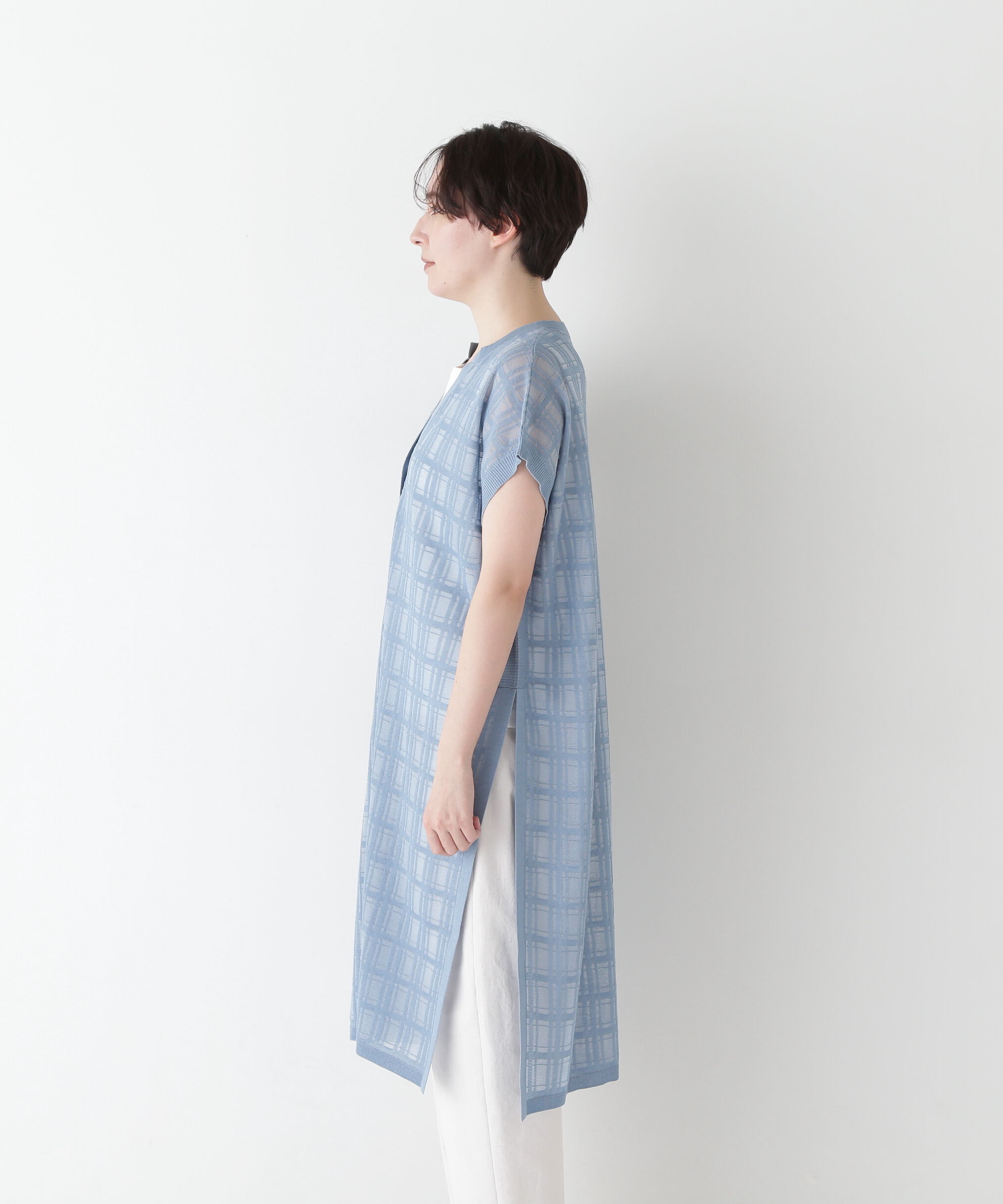  「◆【ウォッシャブル】【WEB・一部店舗限定】シアーチェックニットワンピース」|ワンピース|