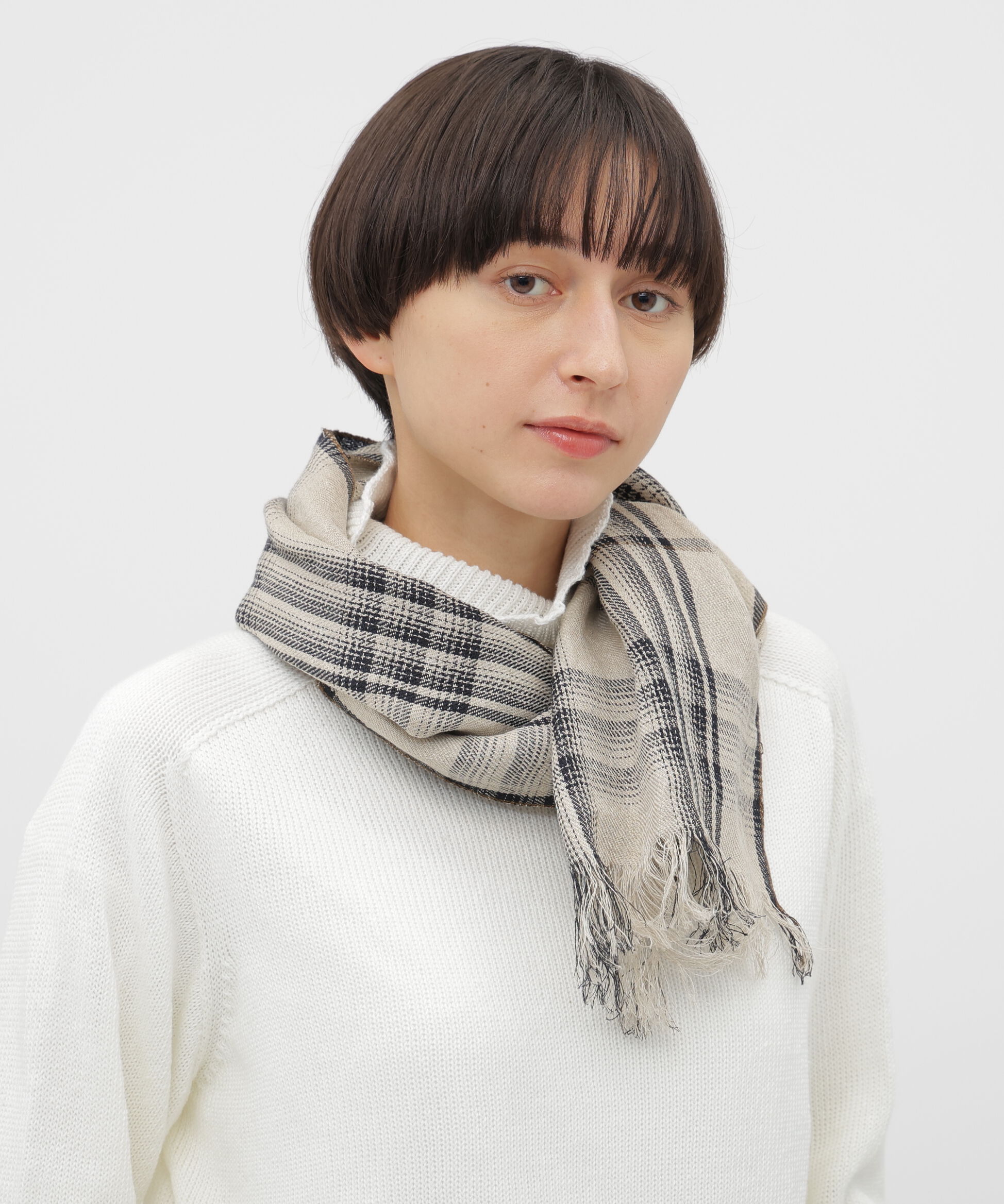  「LINEN GRAPHIC CHECK SCARF」|バンダナ・スカーフ|