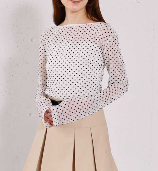 archives「フロッキーハートチュールクルーネックＴＯＰＳ」|Tシャツ・カットソー|OFF WHITE