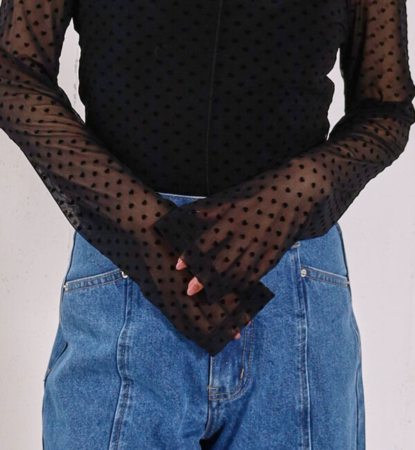 archives「フロッキーハートチュールクルーネックＴＯＰＳ」|Tシャツ・カットソー|