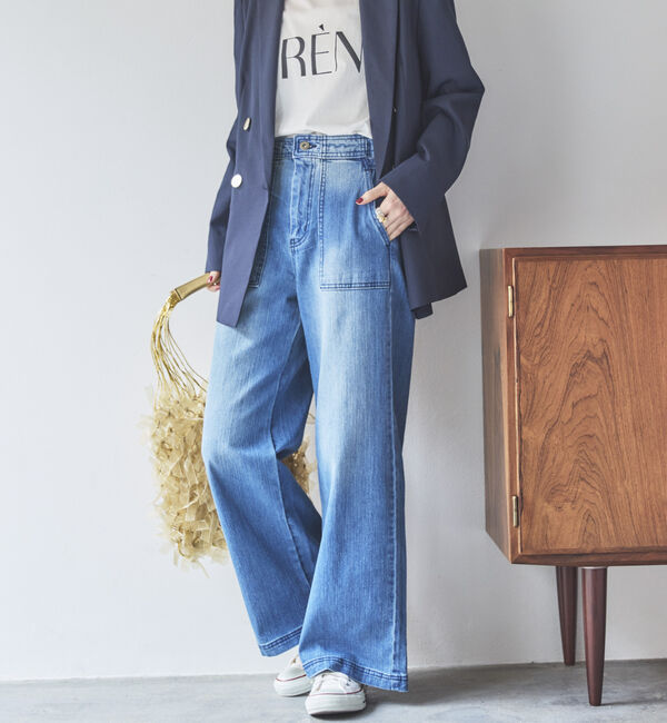 Doux archives「ワイドベイカーデニムパンツ」|デニム|BLUE