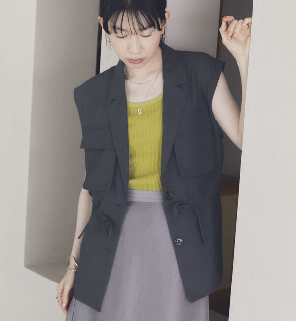 Doux archives「リネンライクサファリジレ」|テーラードジャケット|GRAY