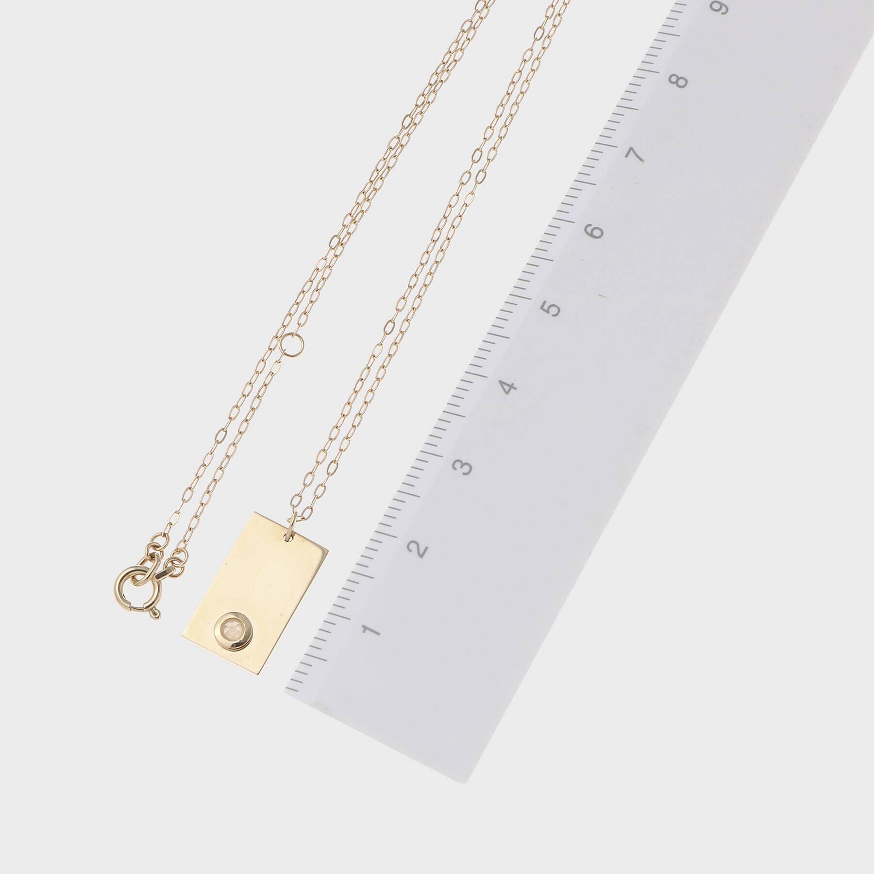 COCOSHNIK「カラーストーン（ムーンストーン）スクエアプレート　ネックレス」|ネックレス|